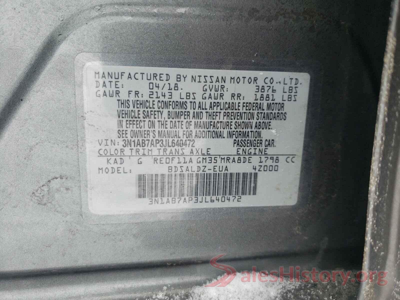 3N1AB7AP3JL640472 2018 NISSAN SENTRA