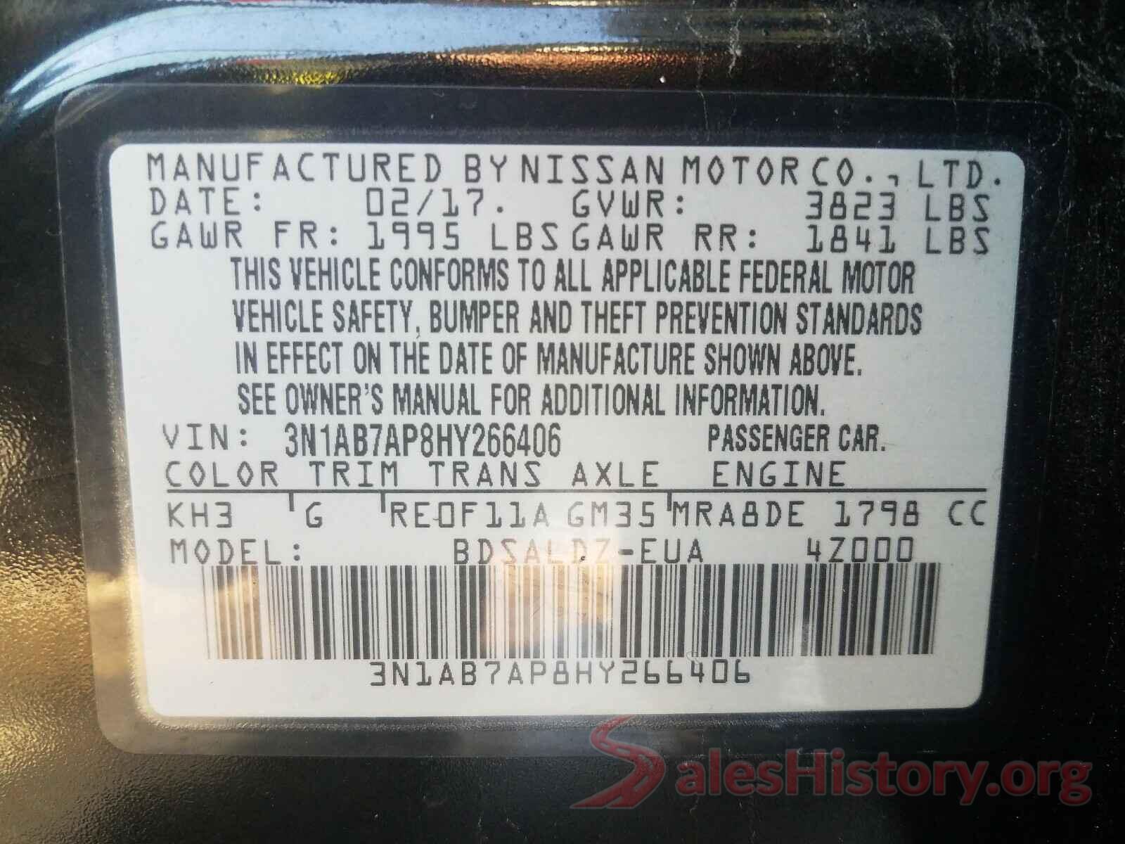 3N1AB7AP8HY266406 2017 NISSAN SENTRA