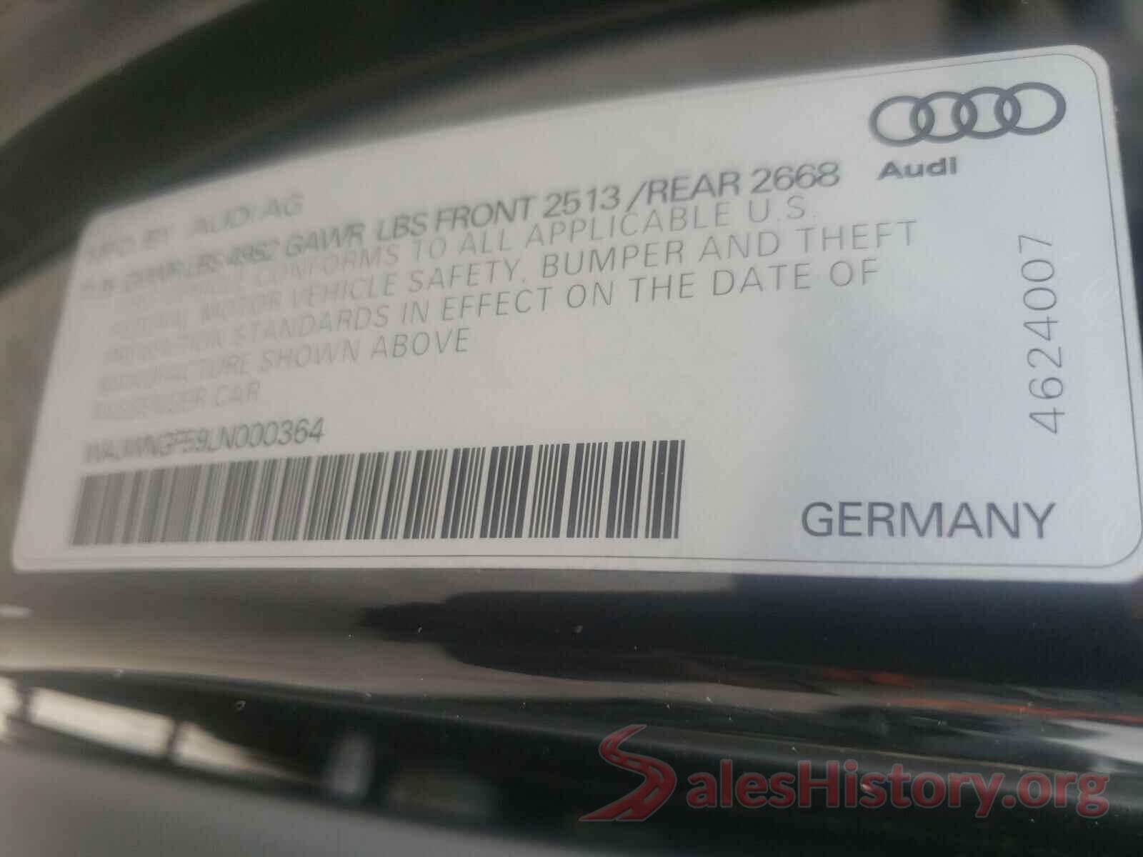 WAUWNGF59LN000364 2020 AUDI A5