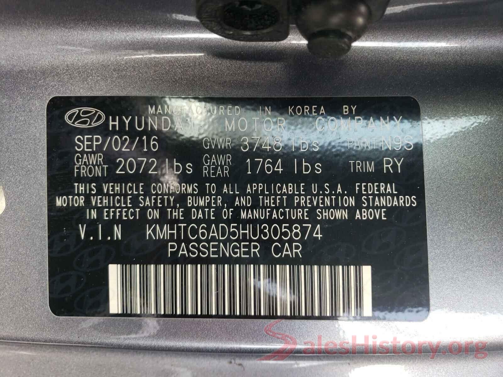 KMHTC6AD5HU305874 2017 HYUNDAI VELOSTER