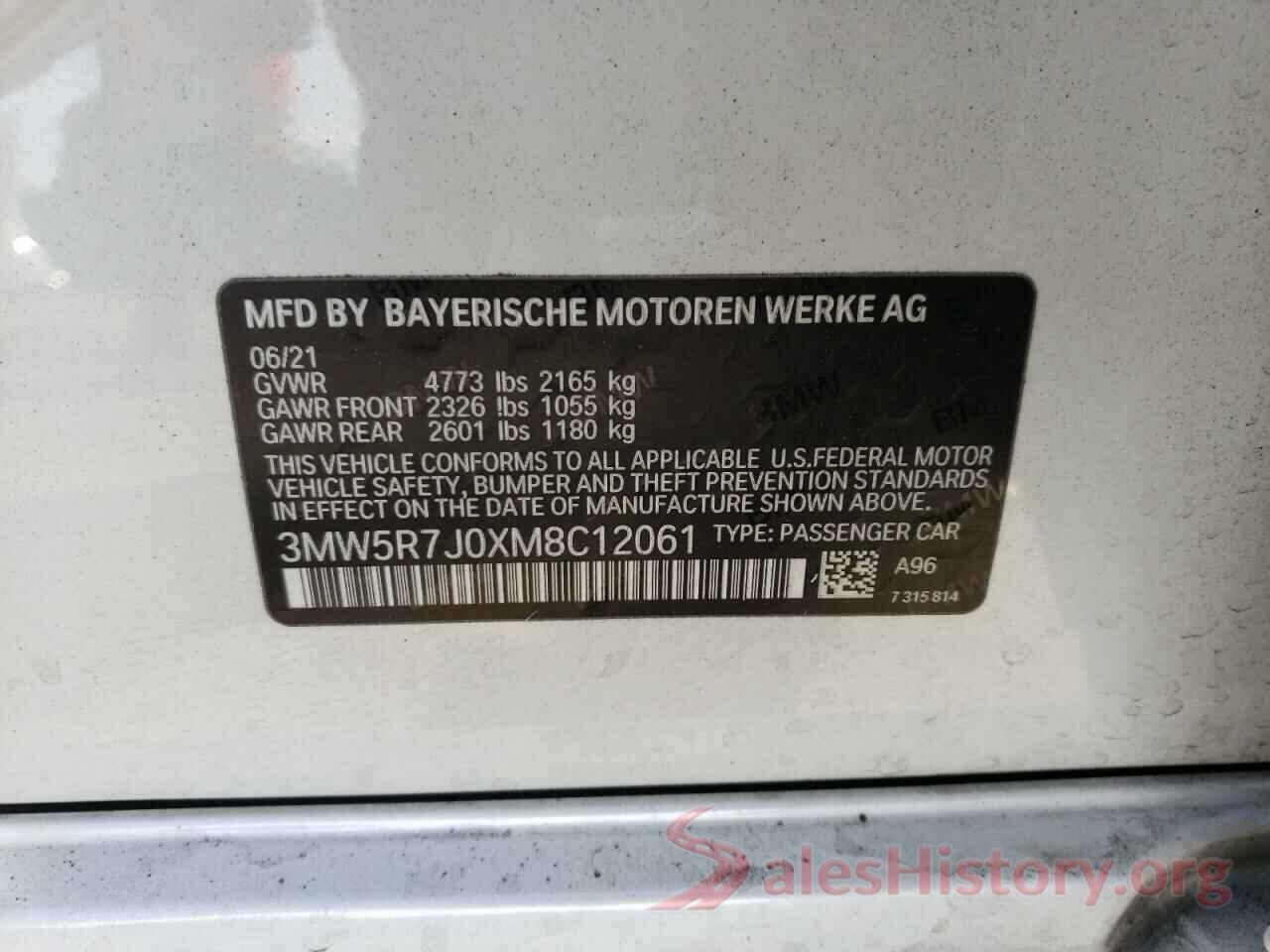 3MW5R7J0XM8C12061 2021 BMW 3 SERIES