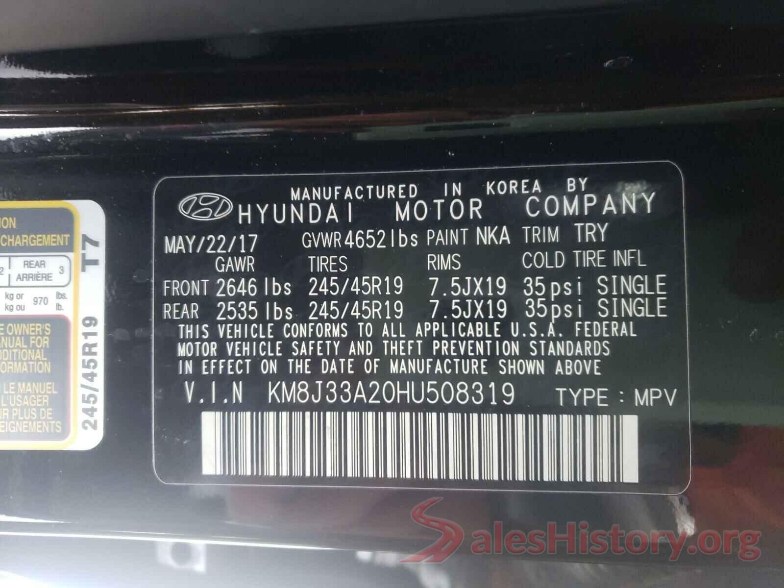 KM8J33A20HU508319 2017 HYUNDAI TUCSON