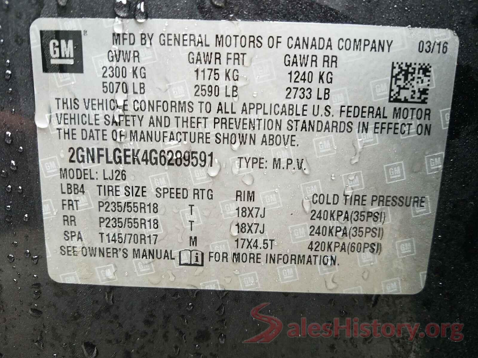 2GNFLGEK4G6289591 2016 CHEVROLET EQUINOX