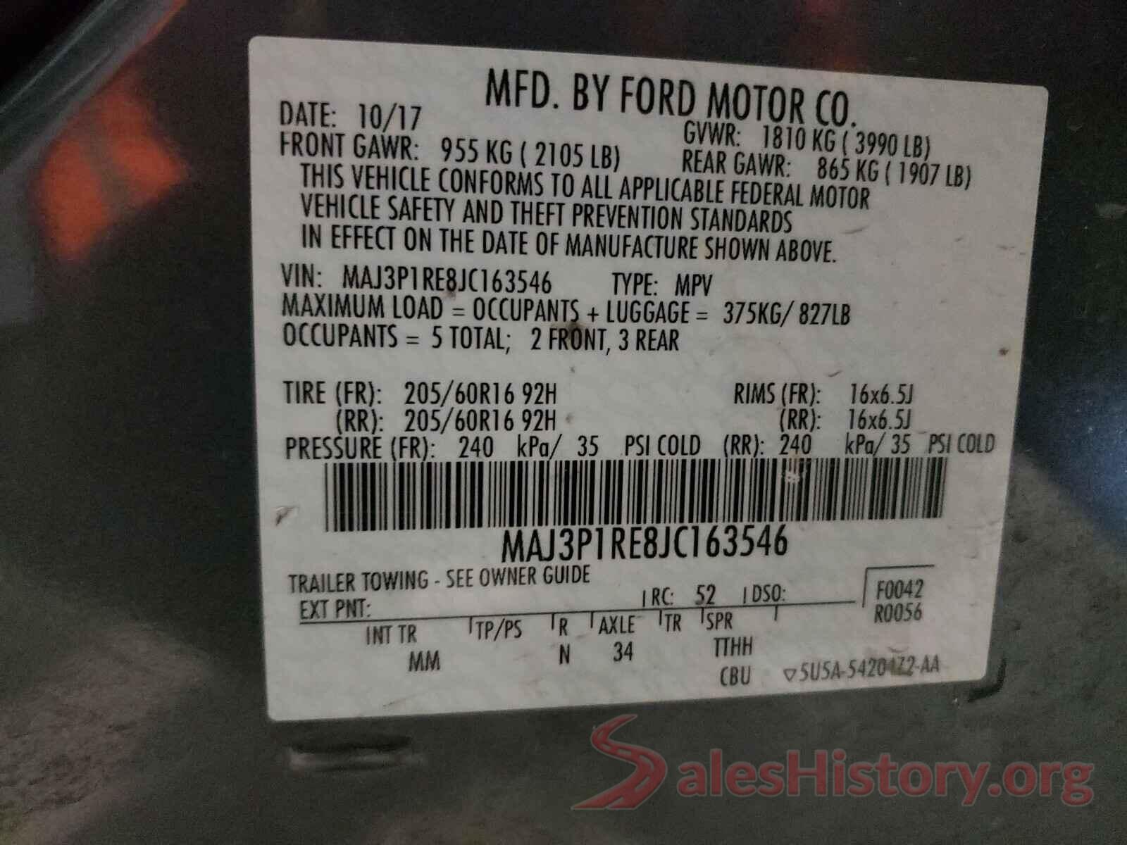 MAJ3P1RE8JC163546 2018 FORD ALL OTHER