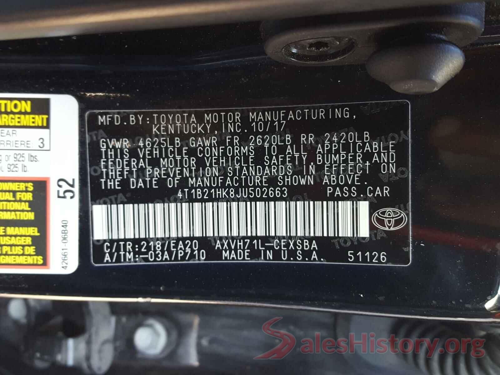 4T1B21HK8JU502663 2018 TOYOTA CAMRY