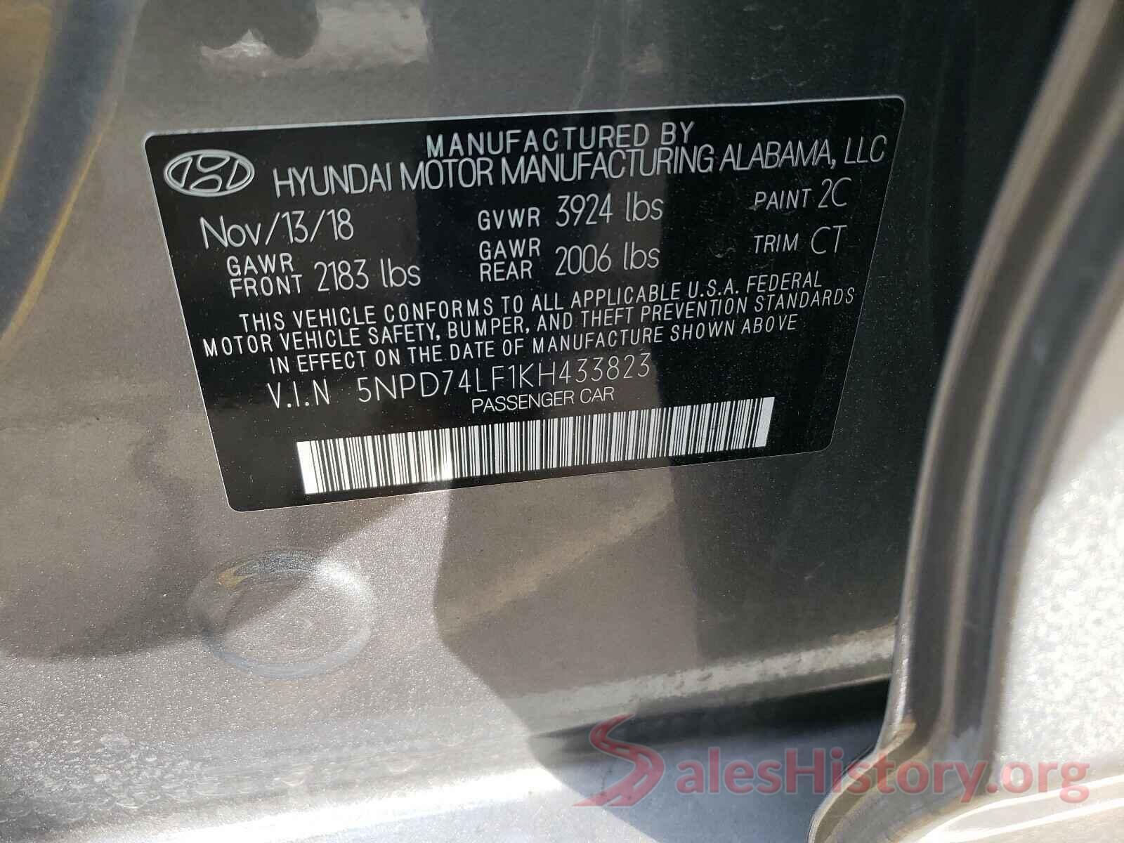 5NPD74LF1KH433823 2019 HYUNDAI ELANTRA