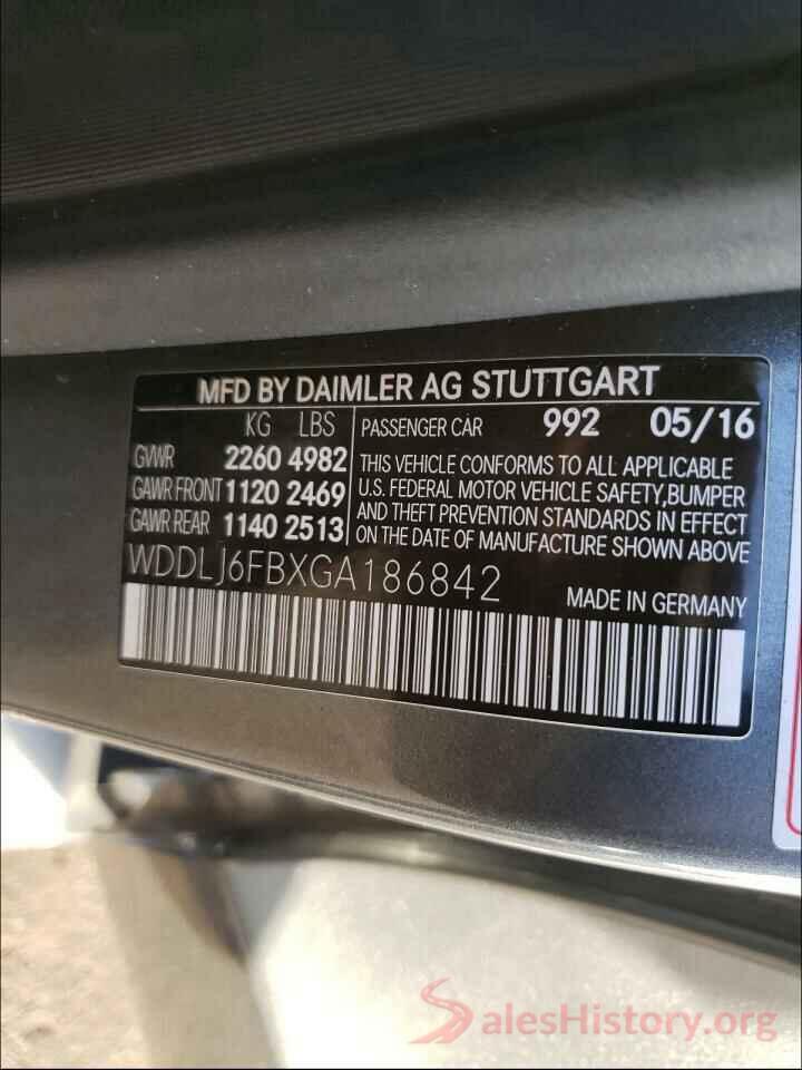 WDDLJ6FBXGA186842 2016 MERCEDES-BENZ C CLASS