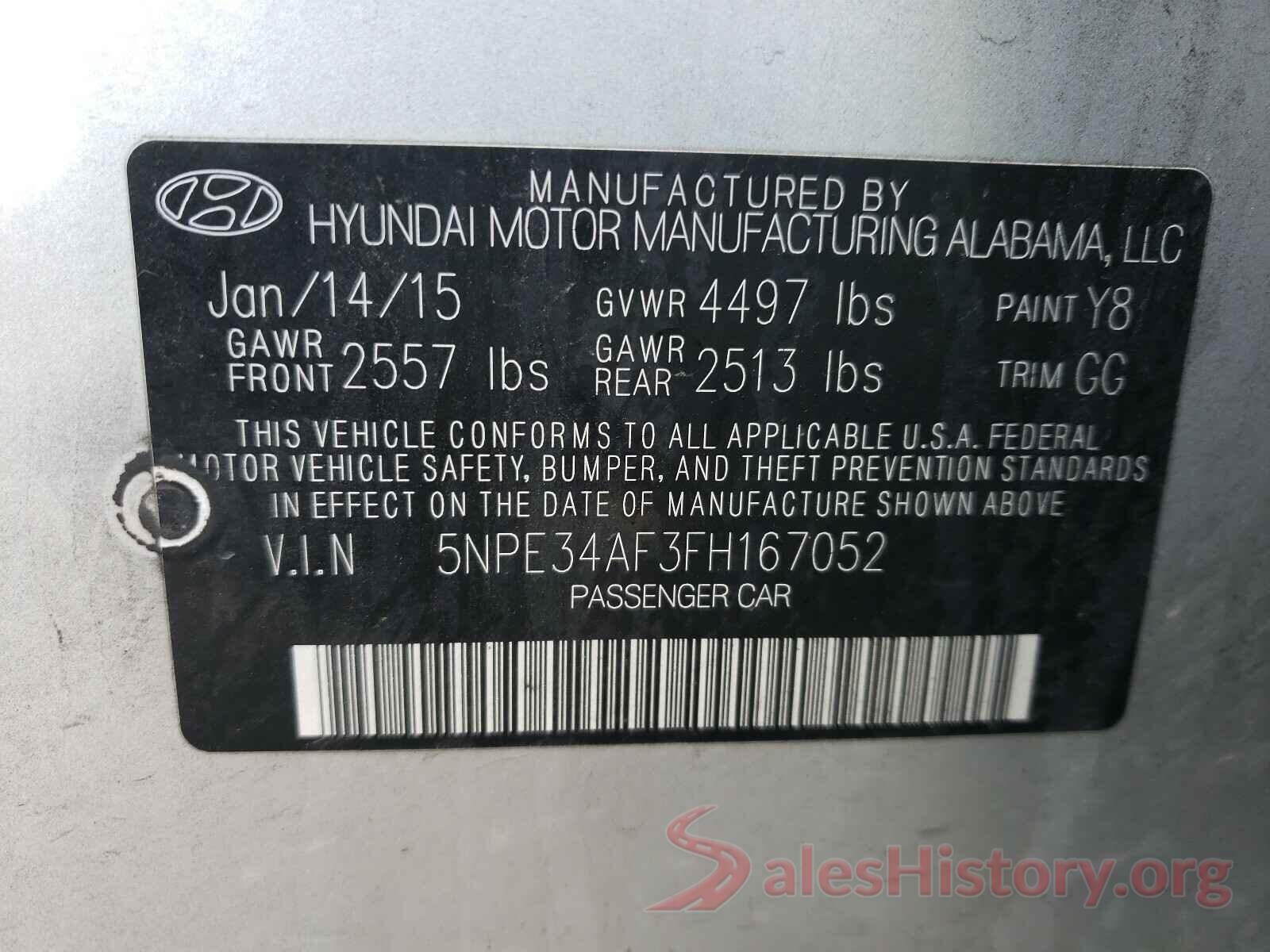 5NPE34AF3FH167052 2015 HYUNDAI SONATA