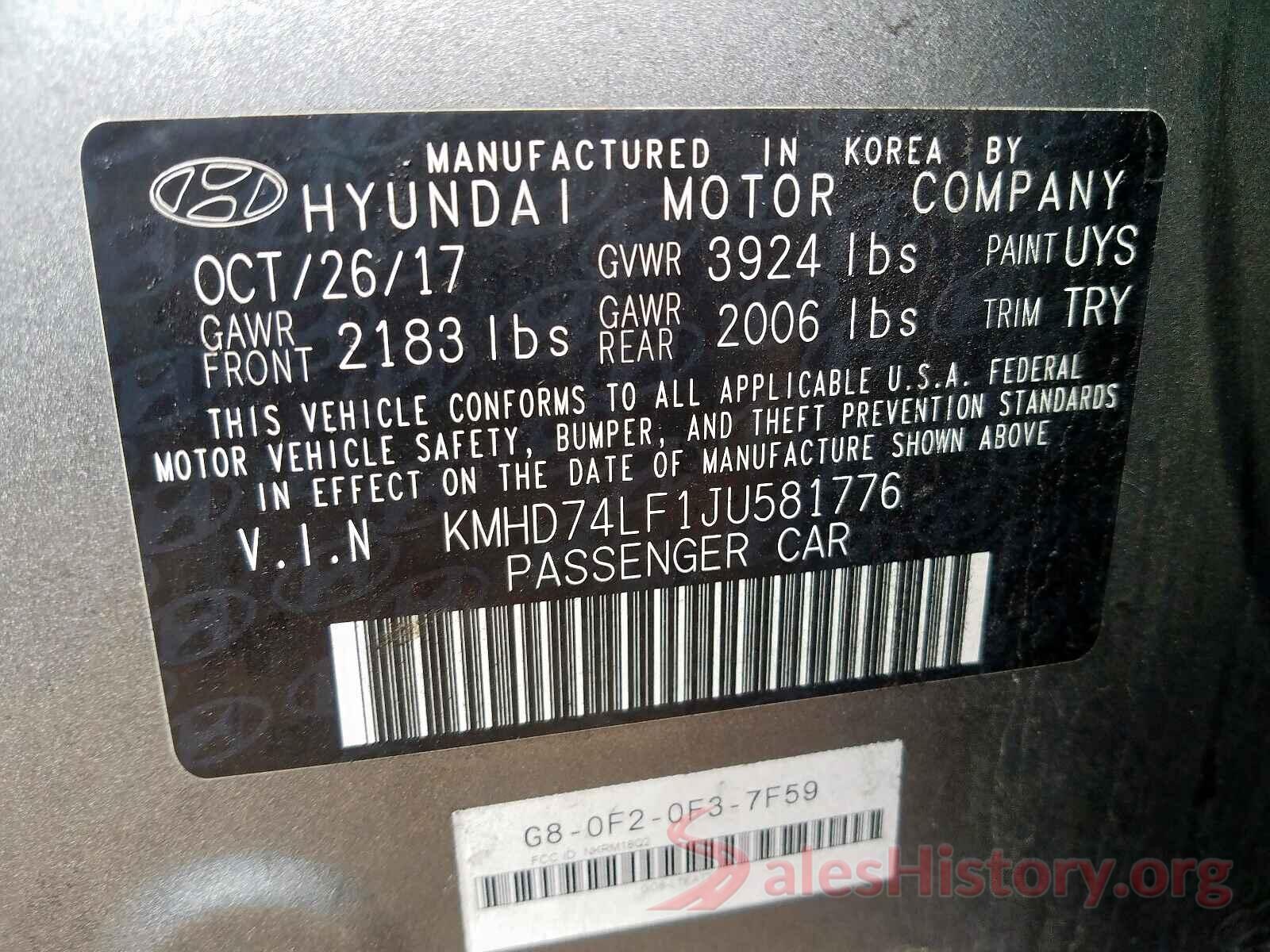 KMHD74LF1JU581776 2018 HYUNDAI ELANTRA