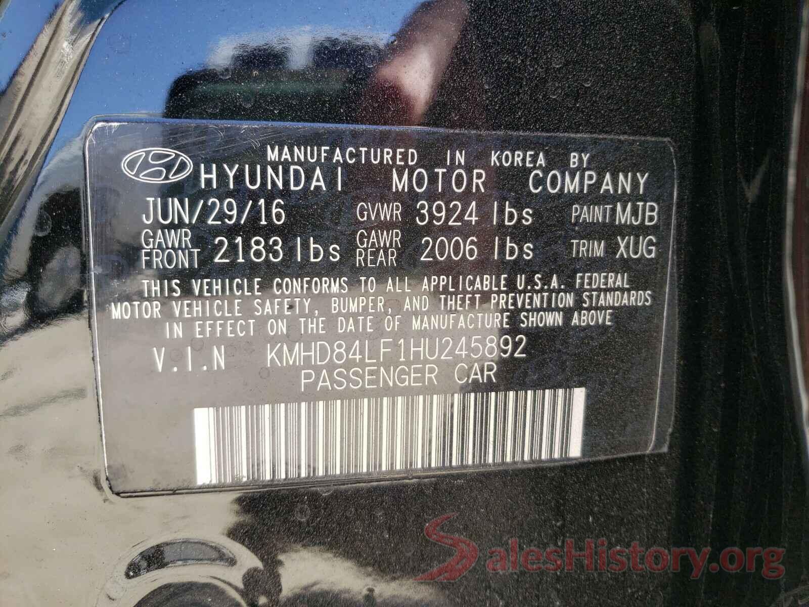 KMHD84LF1HU245892 2017 HYUNDAI ELANTRA