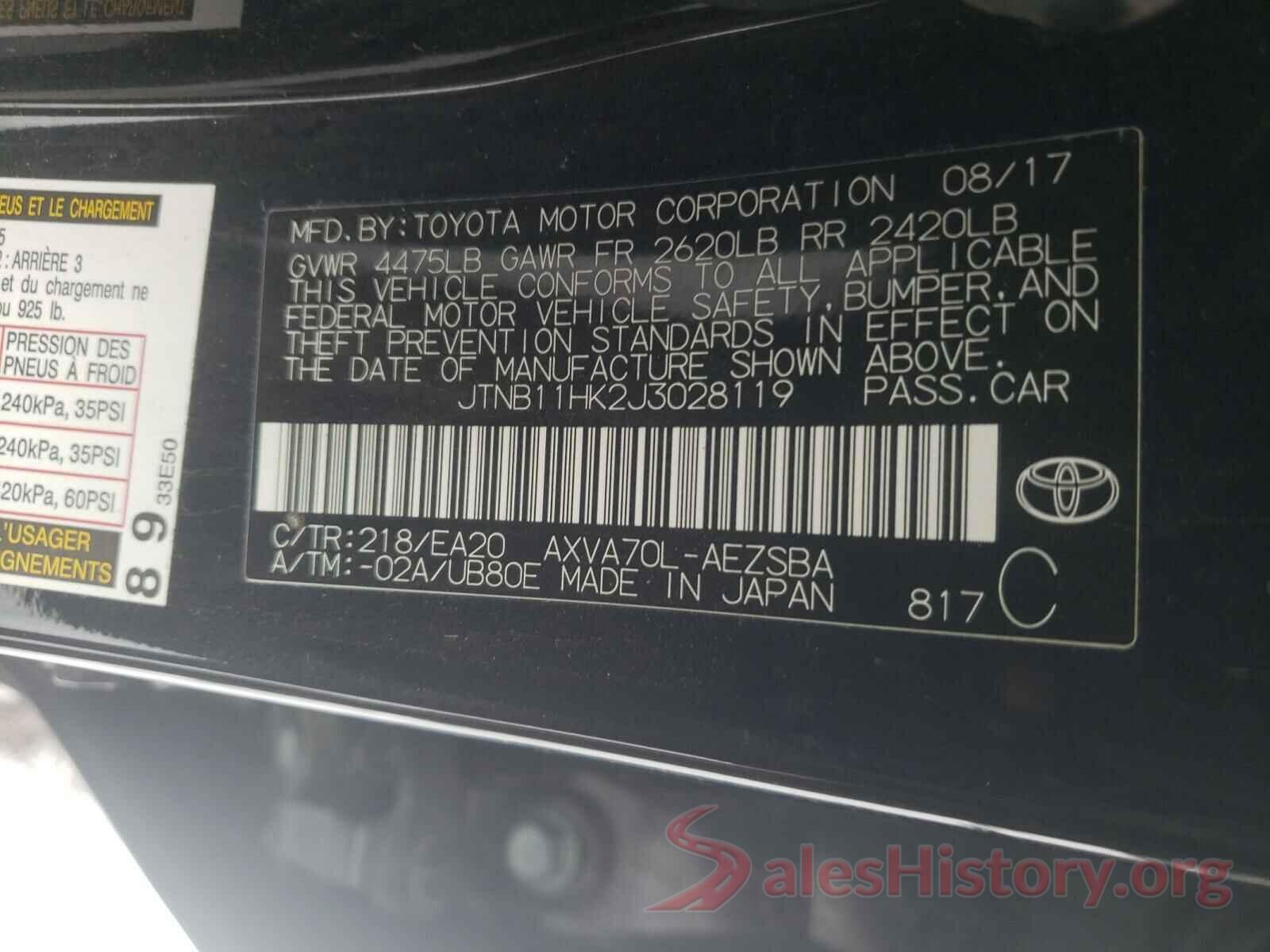 JTNB11HK2J3028119 2018 TOYOTA CAMRY