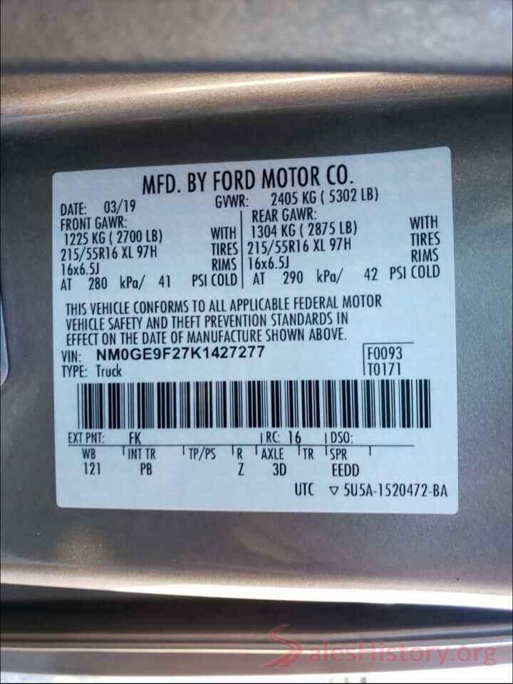 NM0GE9F27K1427277 2019 FORD TRANSIT CO