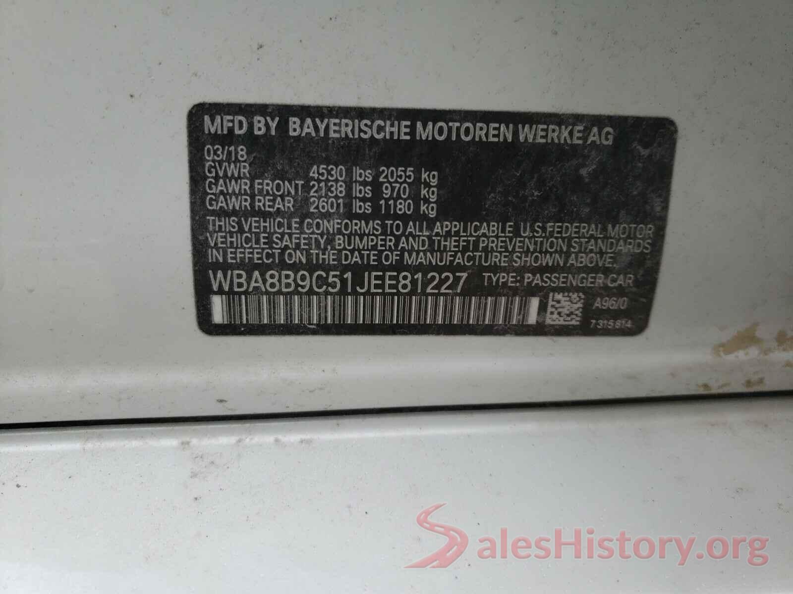 WBA8B9C51JEE81227 2018 BMW 3 SERIES