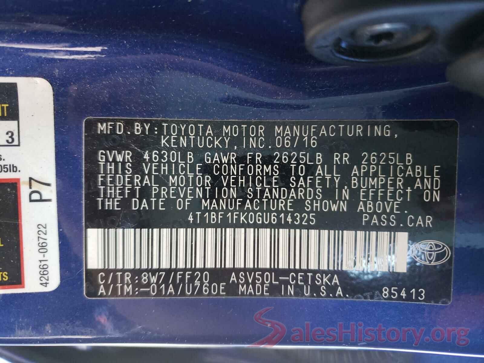 4T1BF1FK0GU614325 2016 TOYOTA CAMRY