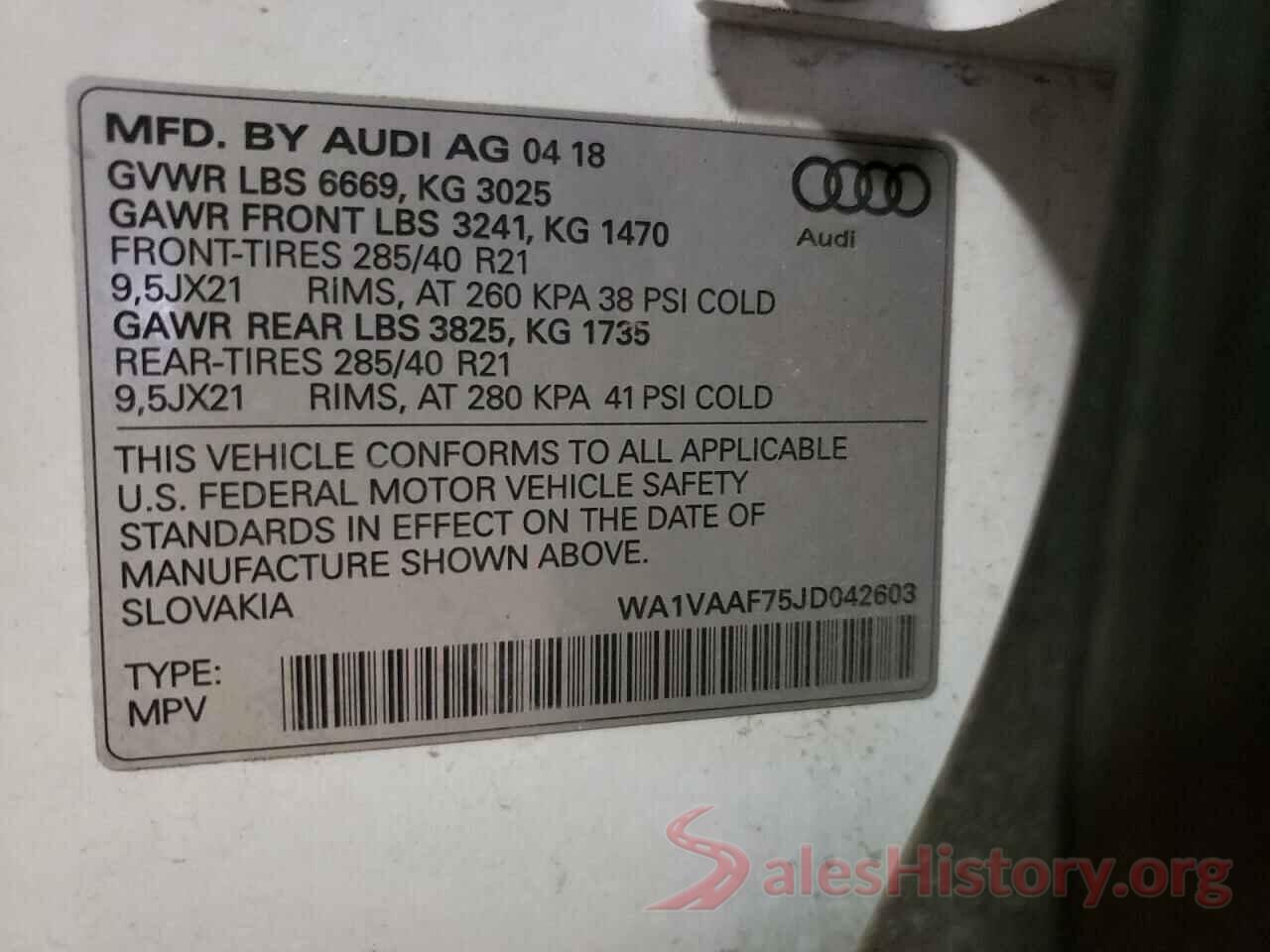 WA1VAAF75JD042603 2018 AUDI Q7