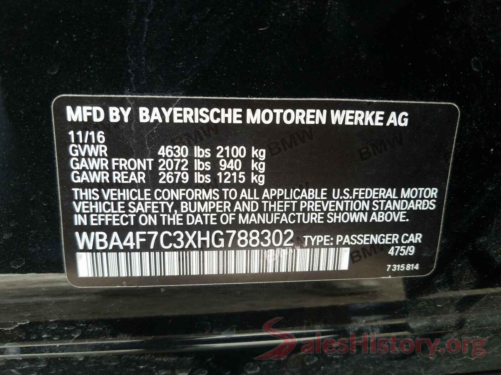 WBA4F7C3XHG788302 2017 BMW 4 SERIES