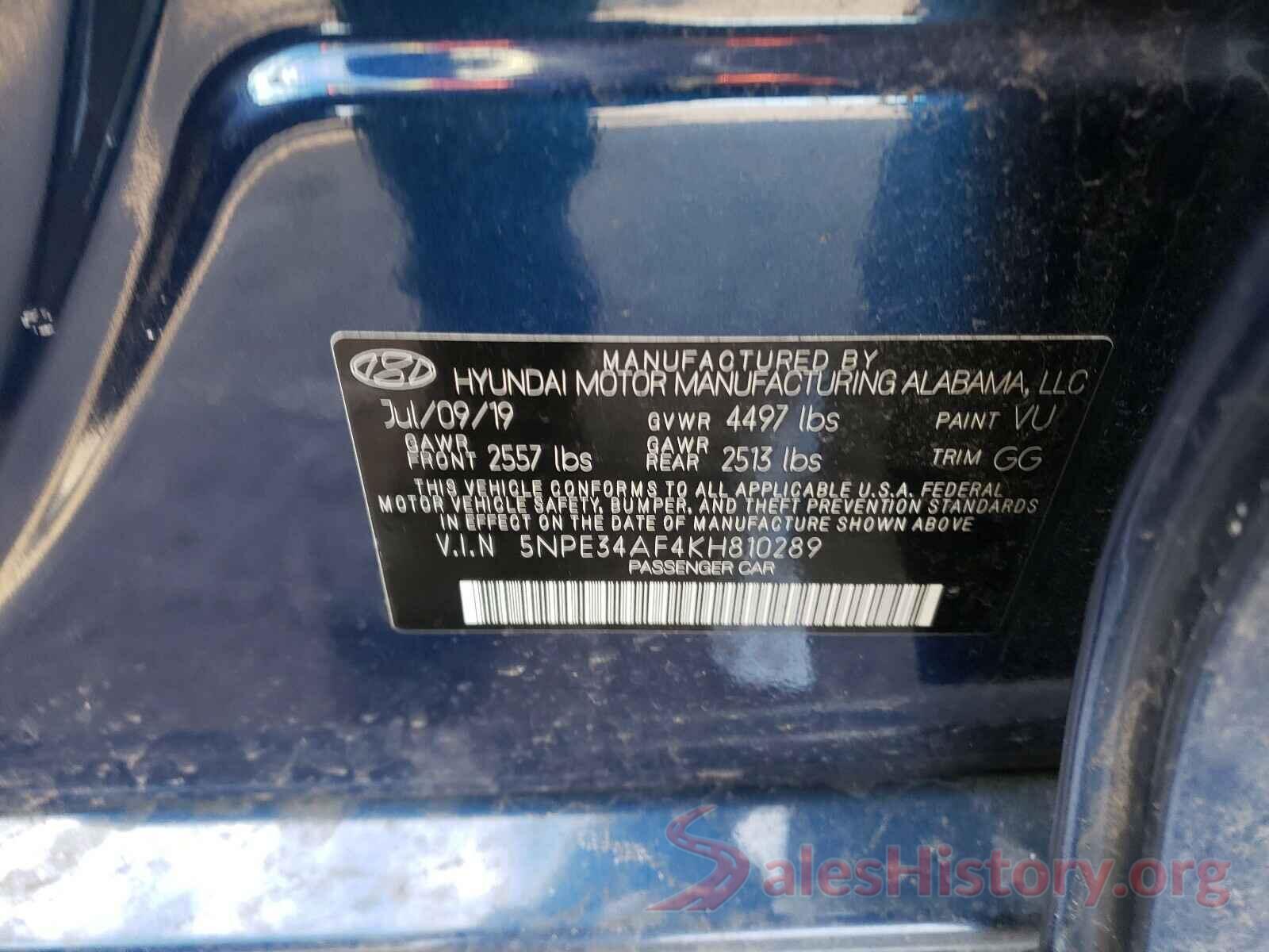 5NPE34AF4KH810289 2019 HYUNDAI SONATA