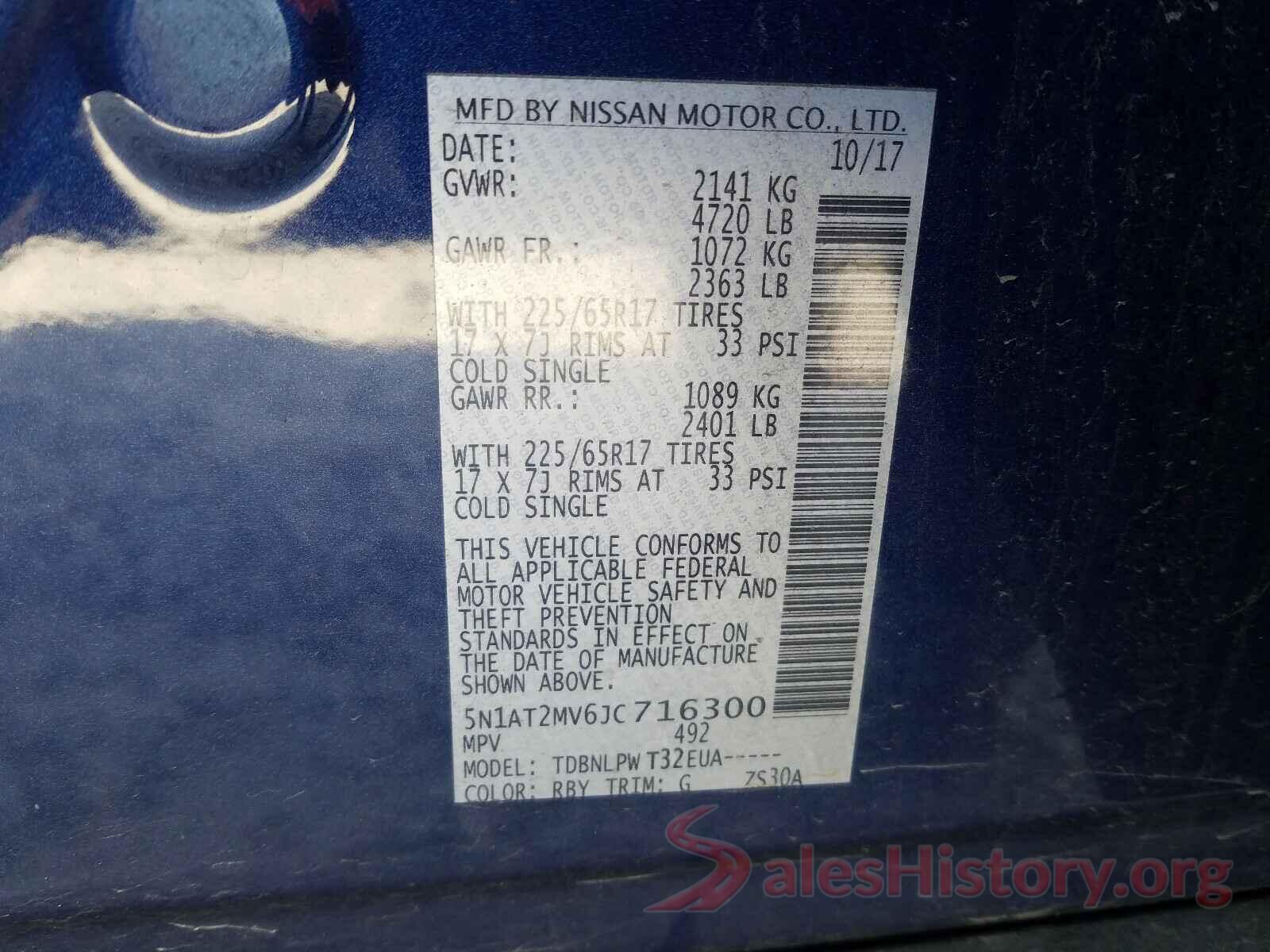 5N1AT2MV6JC716300 2018 NISSAN ROGUE