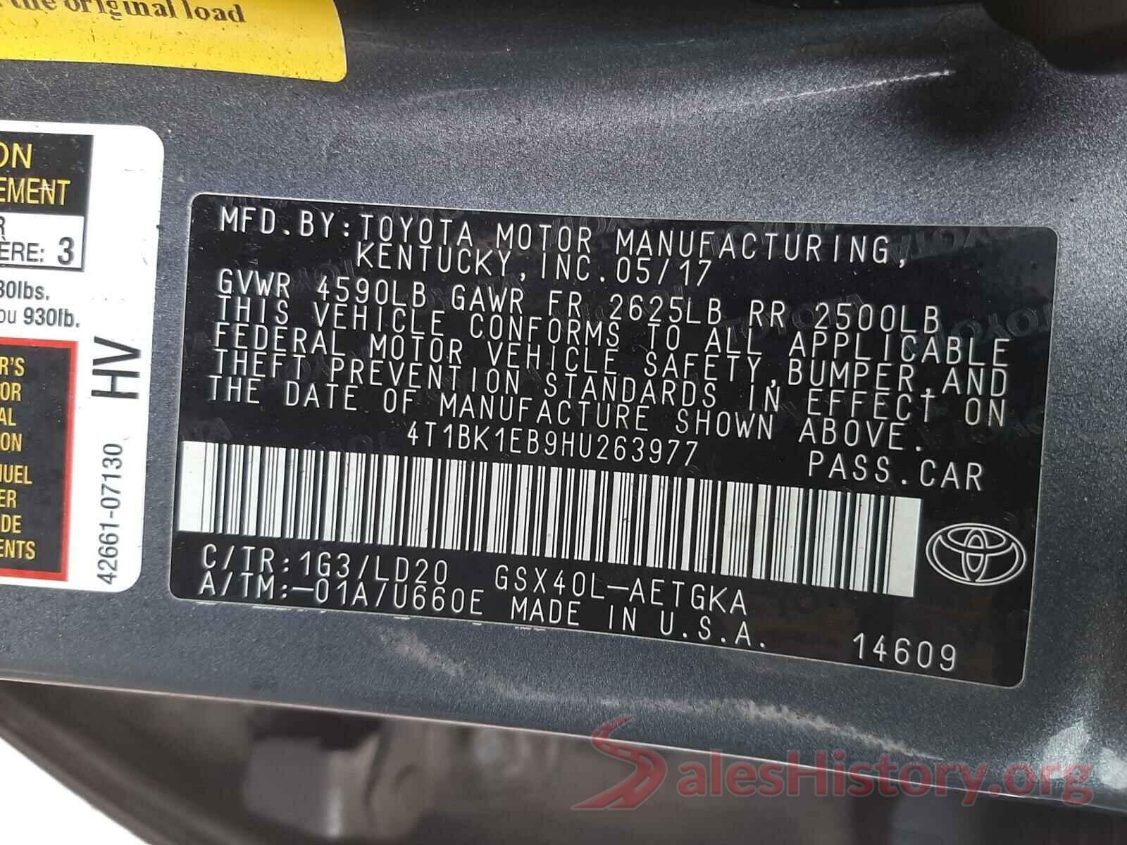 4T1BK1EB9HU263977 2017 TOYOTA AVALON