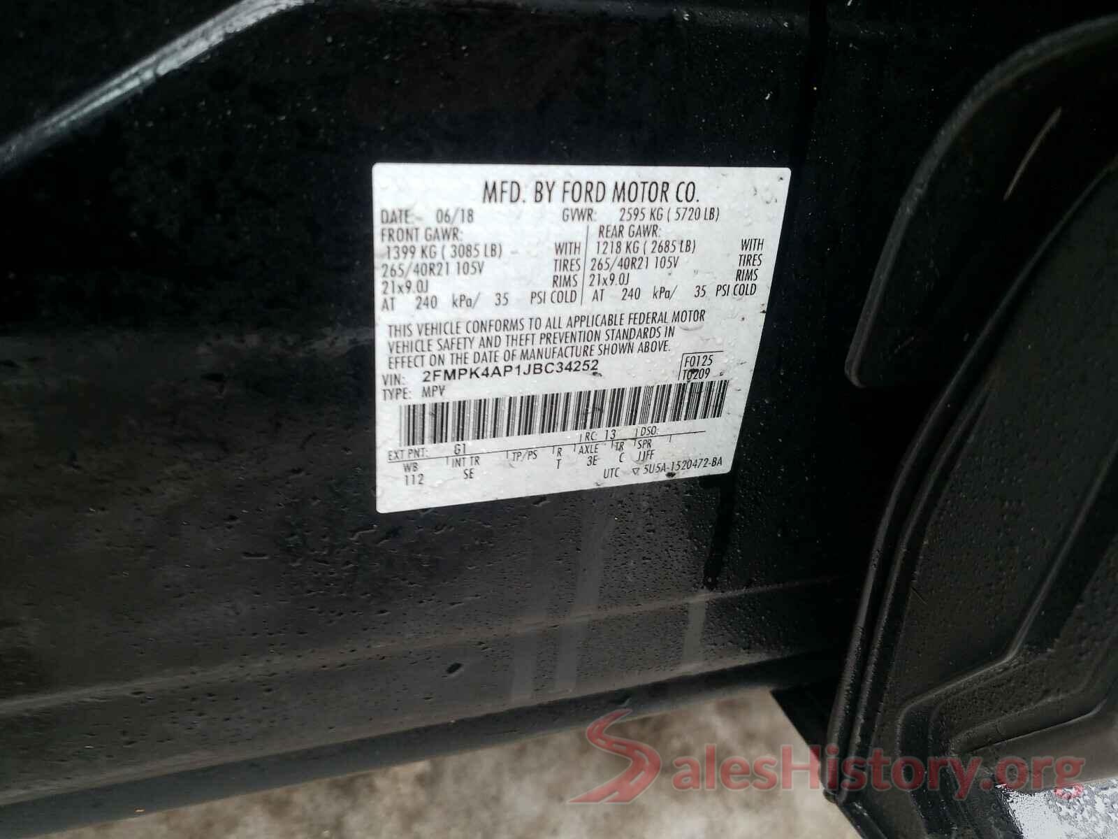 2FMPK4AP1JBC34252 2018 FORD EDGE