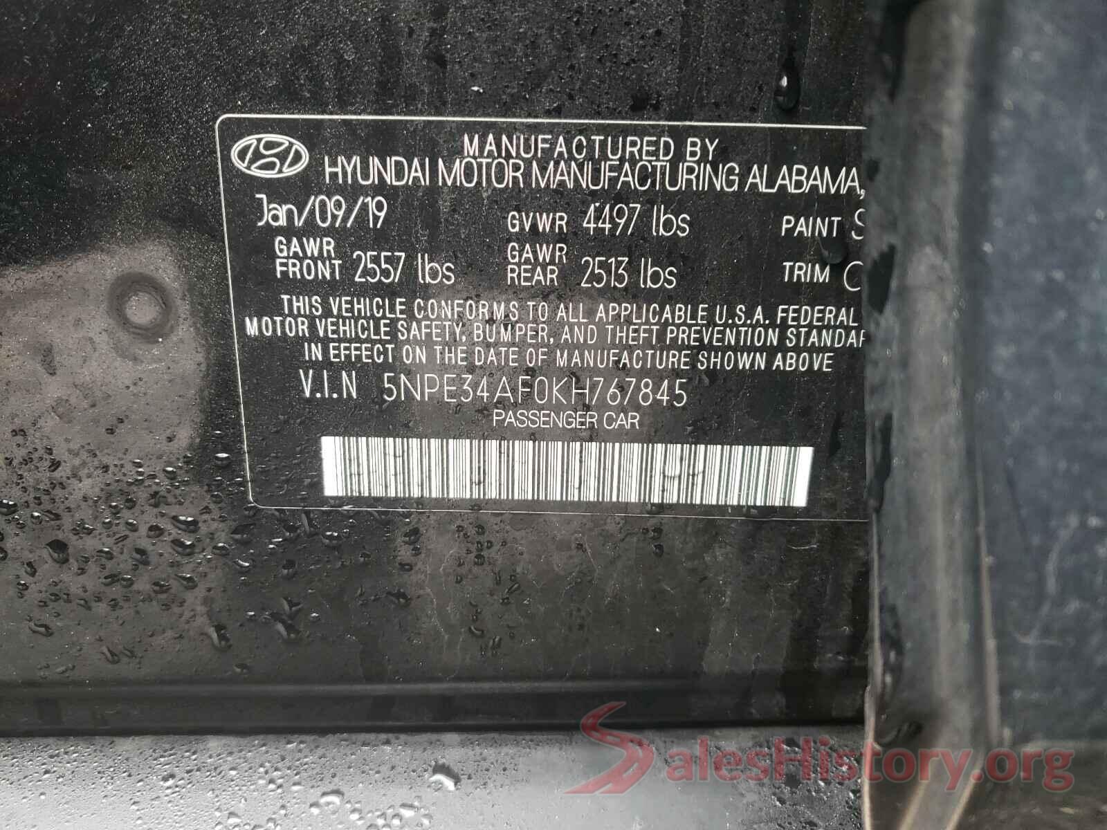 5NPE34AF0KH767845 2019 HYUNDAI SONATA