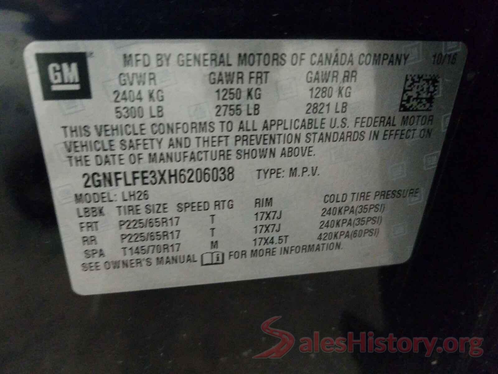 2GNFLFE3XH6206038 2017 CHEVROLET EQUINOX