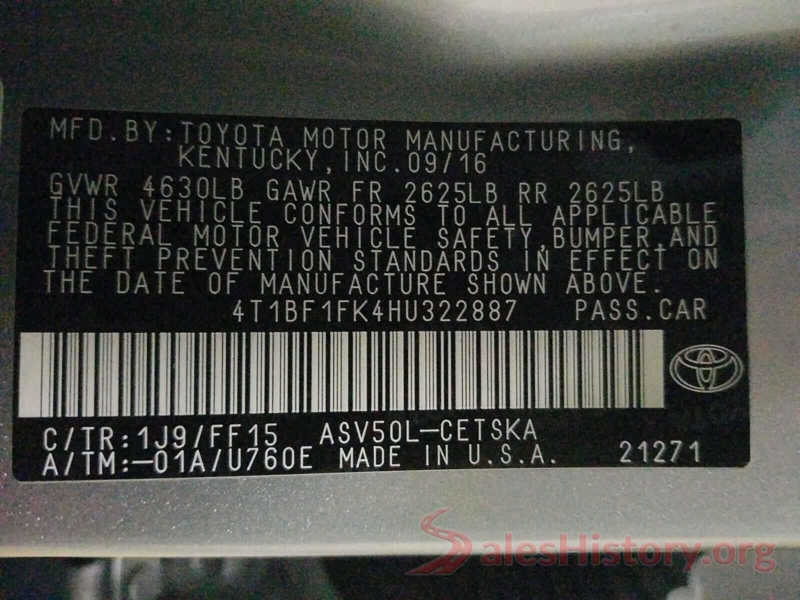 4T1BF1FK4HU322887 2017 TOYOTA CAMRY