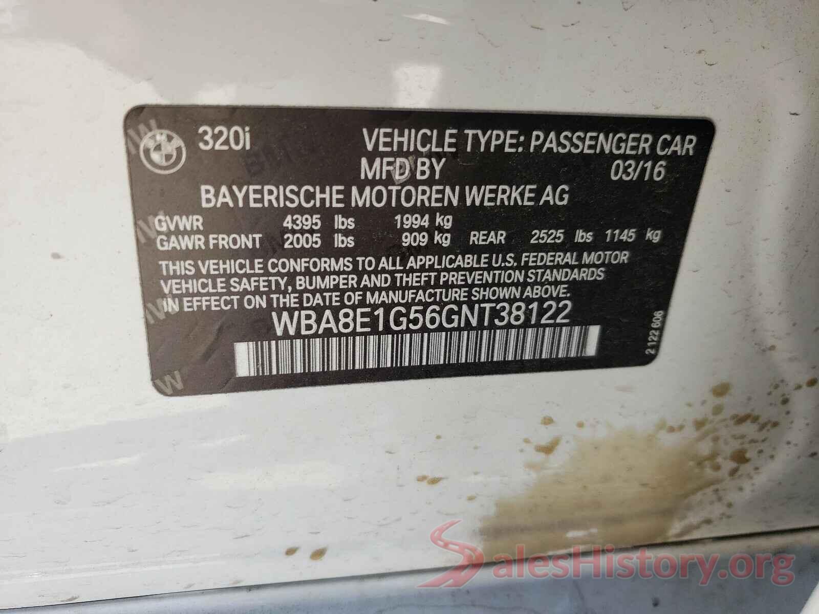 WBA8E1G56GNT38122 2016 BMW 3 SERIES