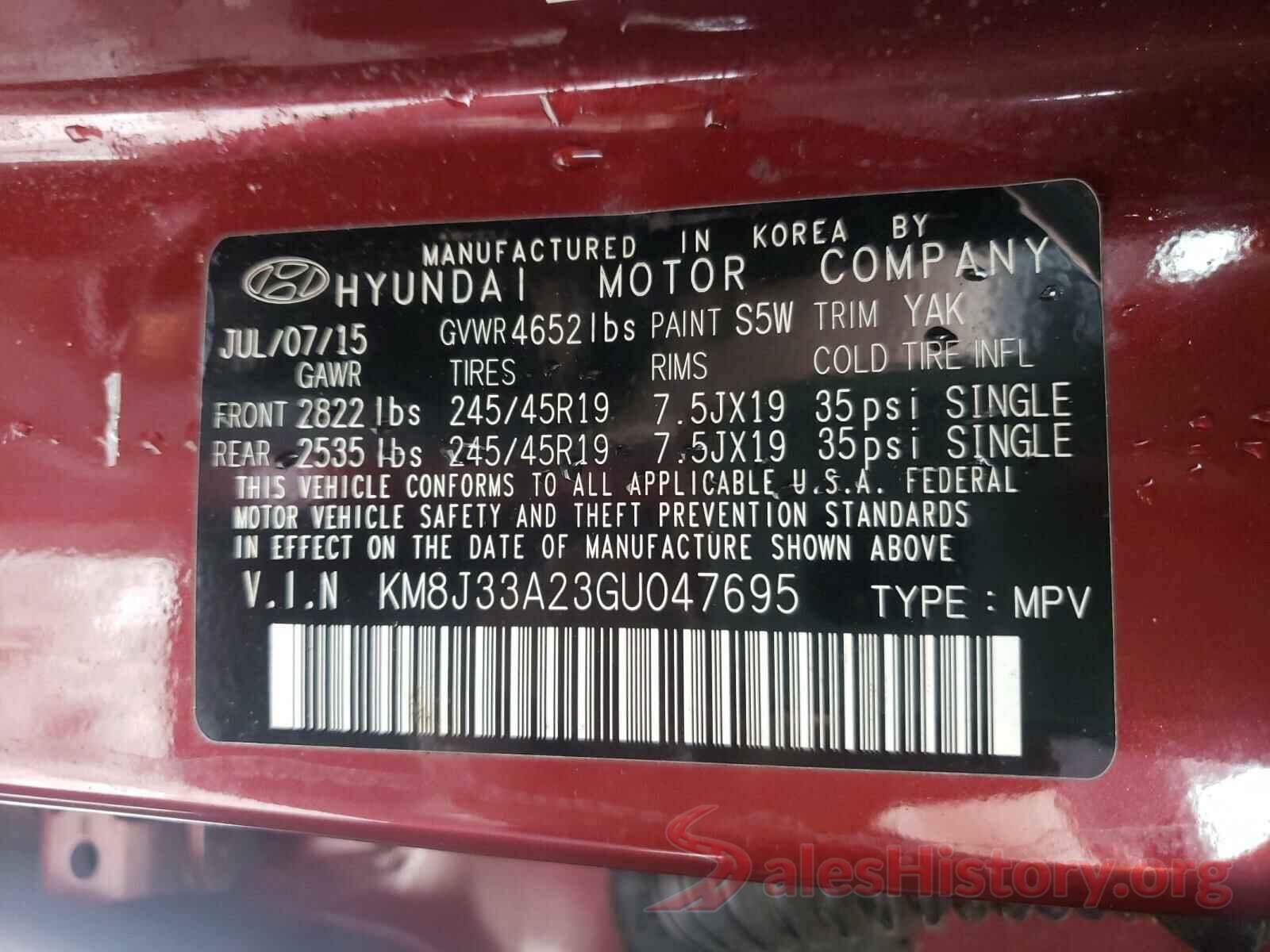 KM8J33A23GU047695 2016 HYUNDAI TUCSON