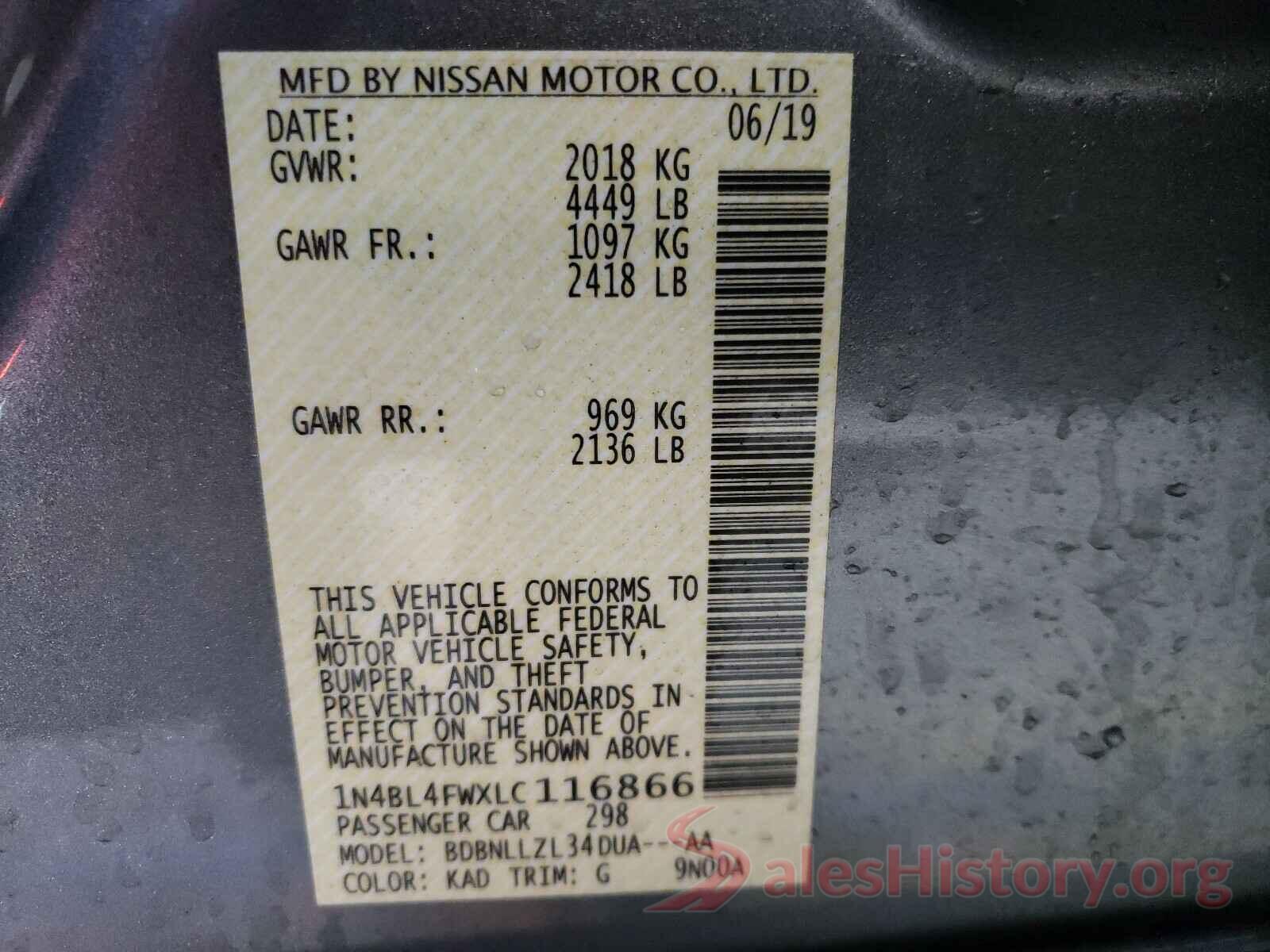 1N4BL4FWXLC116866 2020 NISSAN ALTIMA