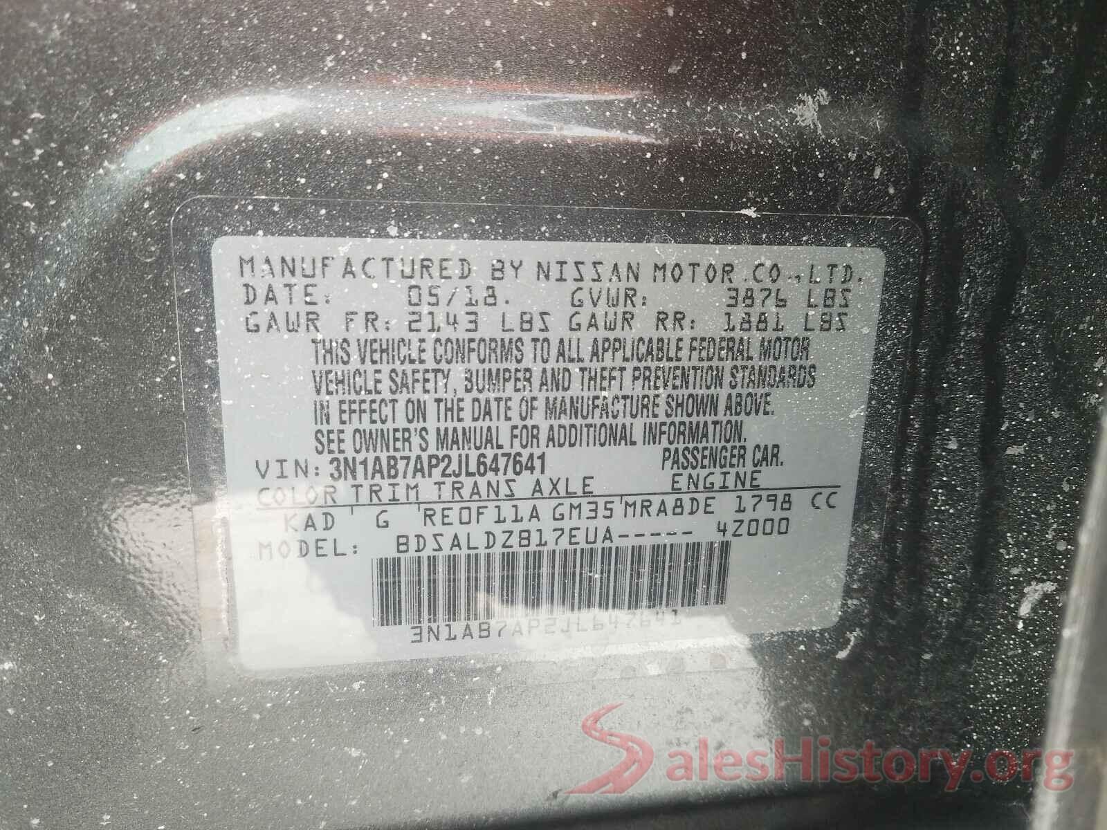 3N1AB7AP2JL647641 2018 NISSAN SENTRA