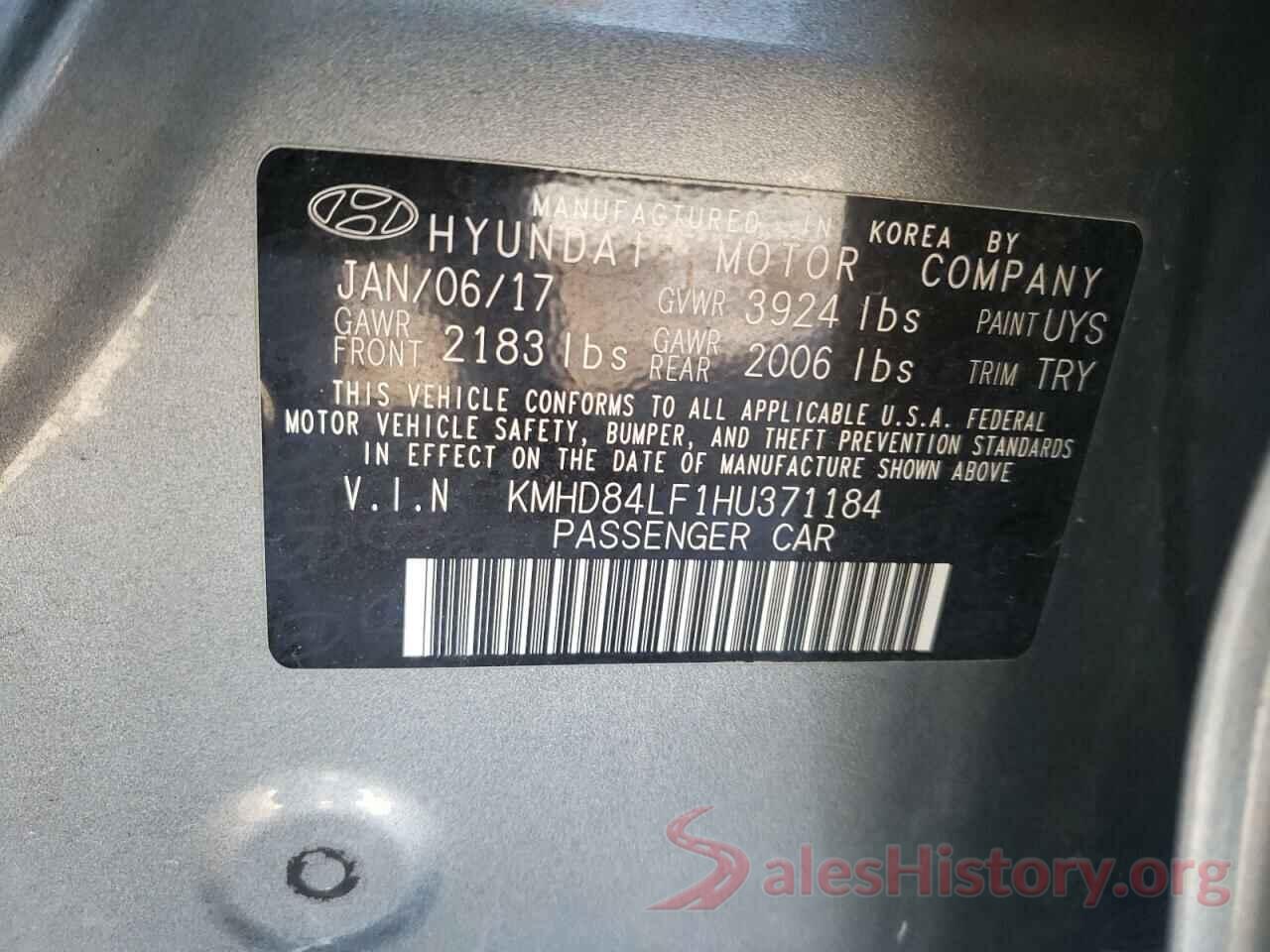 KMHD84LF1HU371184 2017 HYUNDAI ELANTRA