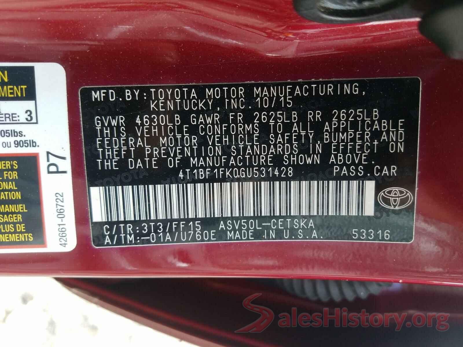 4T1BF1FK0GU531428 2016 TOYOTA CAMRY