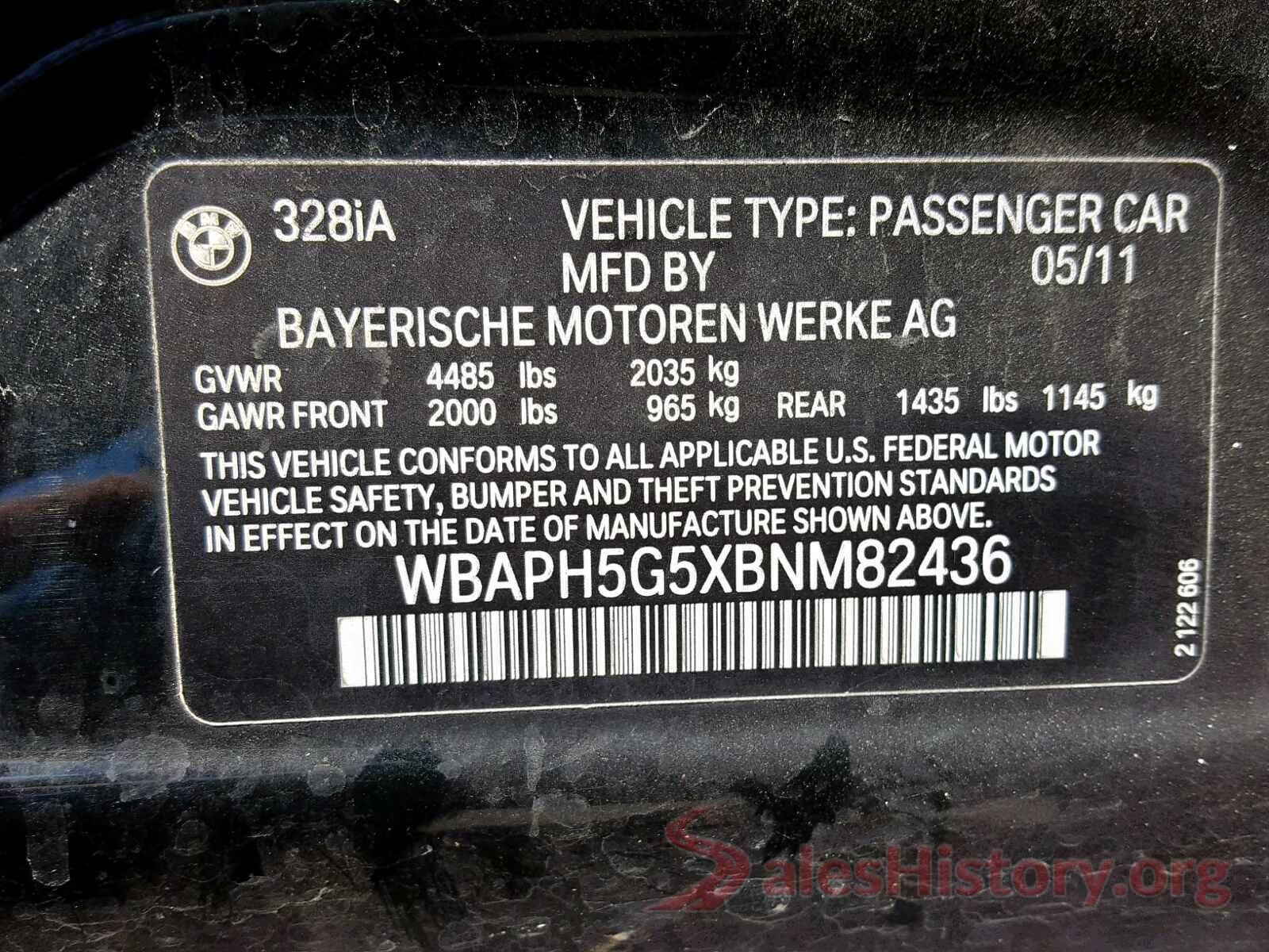 WBAPH5G5XBNM82436 2011 BMW 3 SERIES