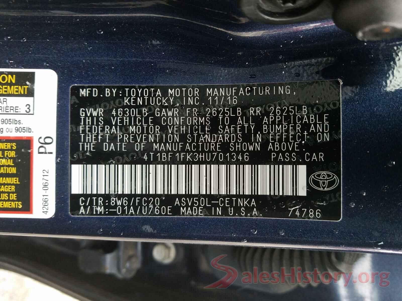 4T1BF1FK3HU701346 2017 TOYOTA CAMRY