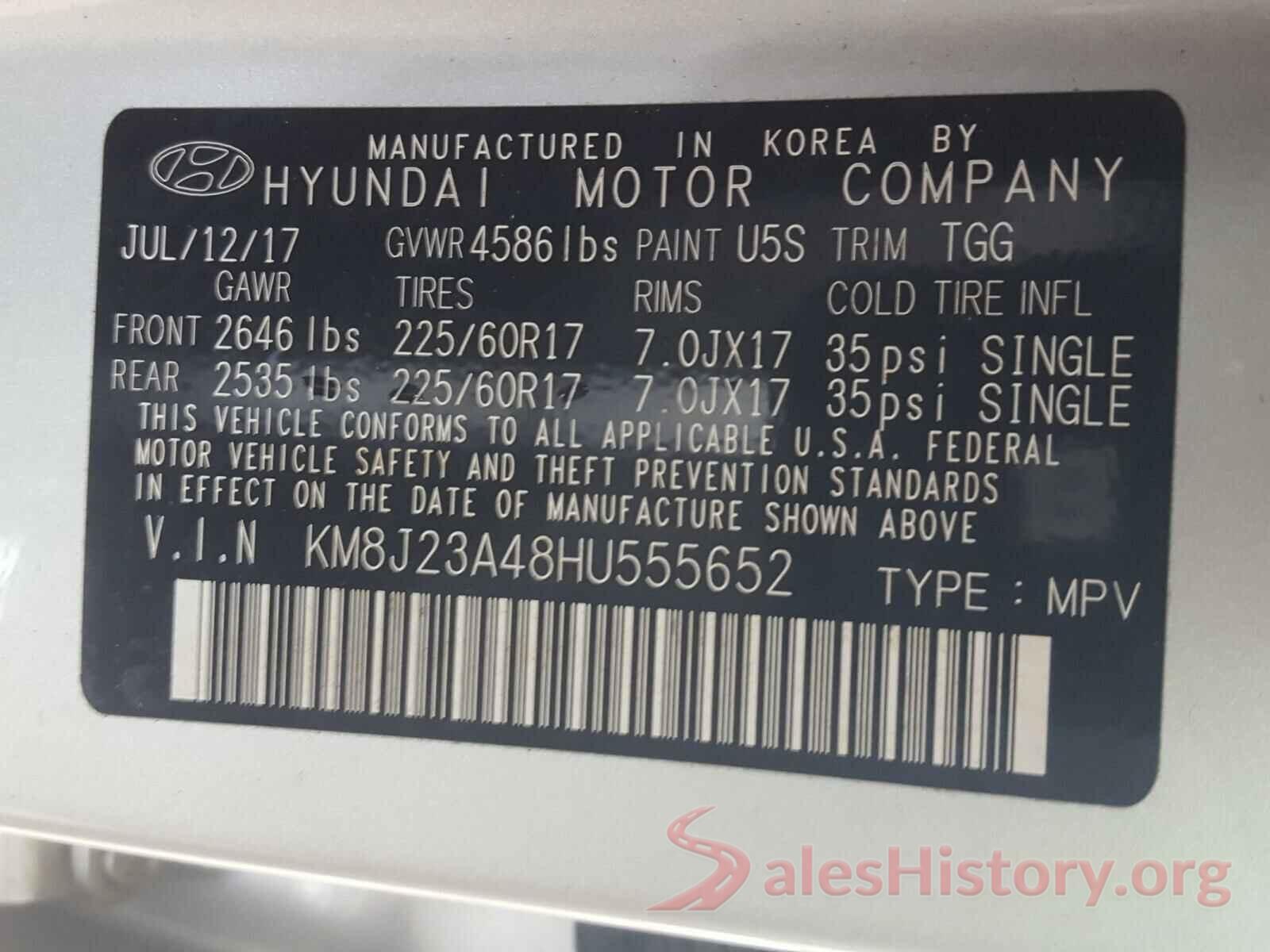 KM8J23A48HU555652 2017 HYUNDAI TUCSON