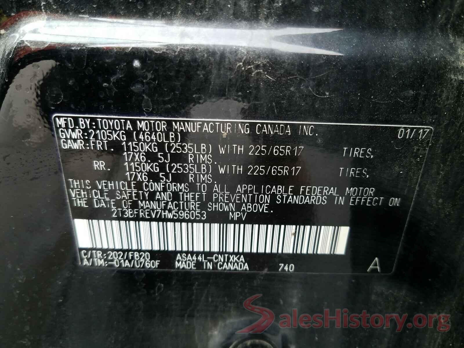 2T3BFREV7HW596053 2017 TOYOTA RAV4