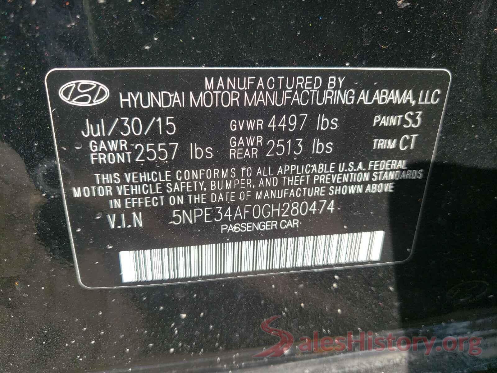 5NPE34AF0GH280474 2016 HYUNDAI SONATA