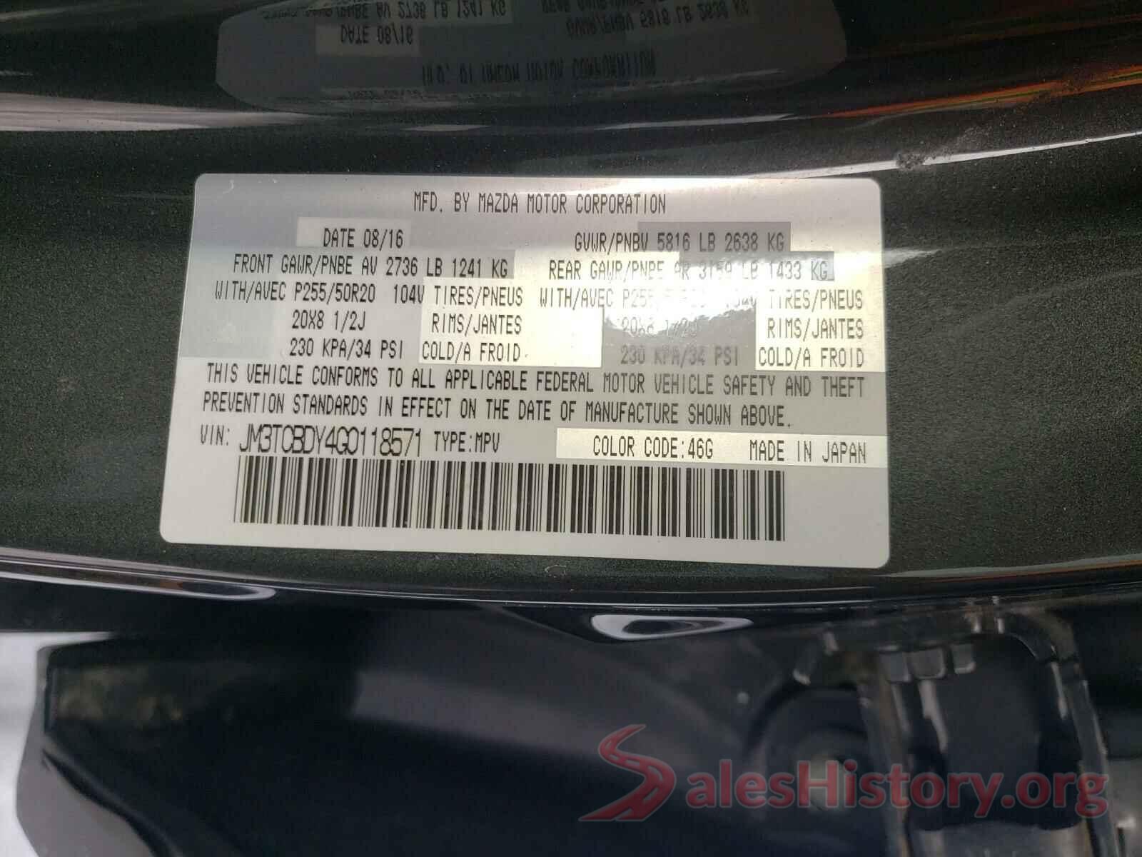 JM3TCBDY4G0118571 2016 MAZDA CX-9