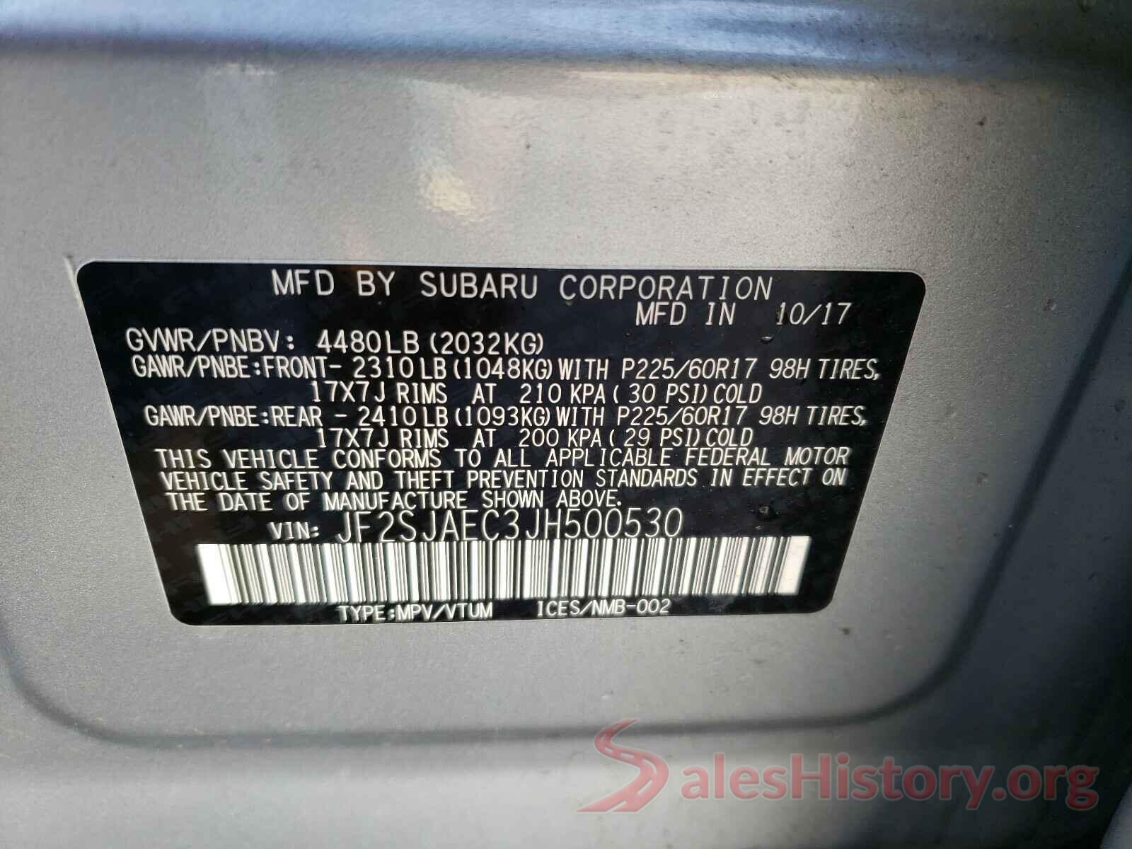 JF2SJAEC3JH500530 2018 SUBARU FORESTER