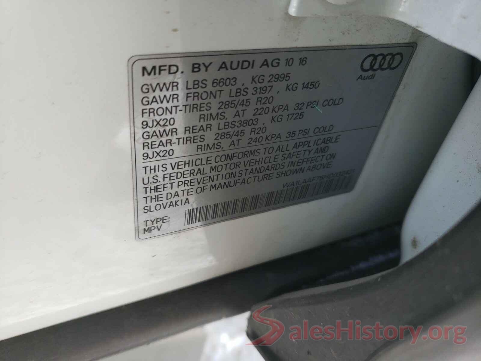 WA1LAAF75HD032431 2017 AUDI Q7