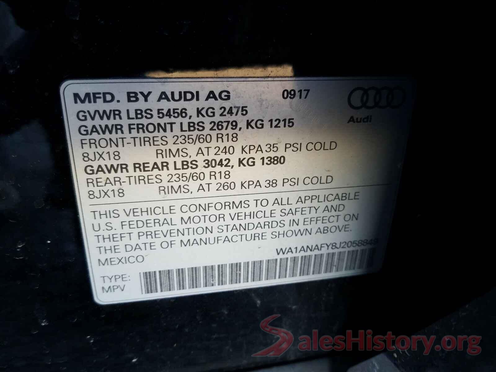 WA1ANAFY8J2058849 2018 AUDI Q5