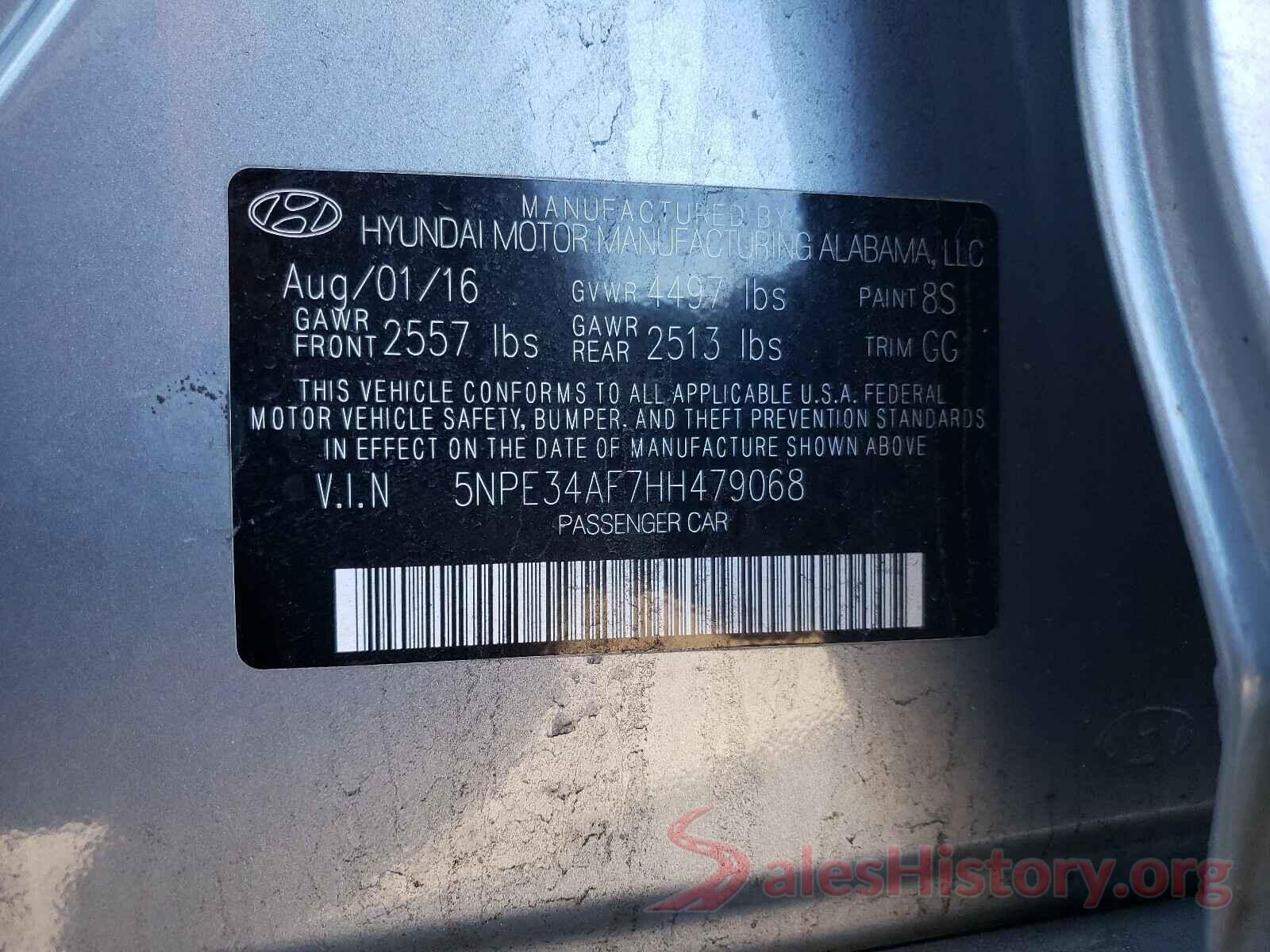 5NPE34AF7HH479068 2017 HYUNDAI SONATA