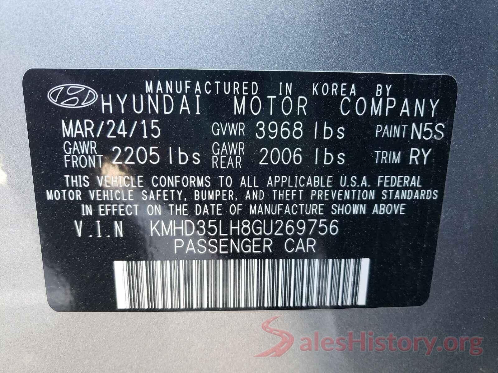 KMHD35LH8GU269756 2016 HYUNDAI ELANTRA