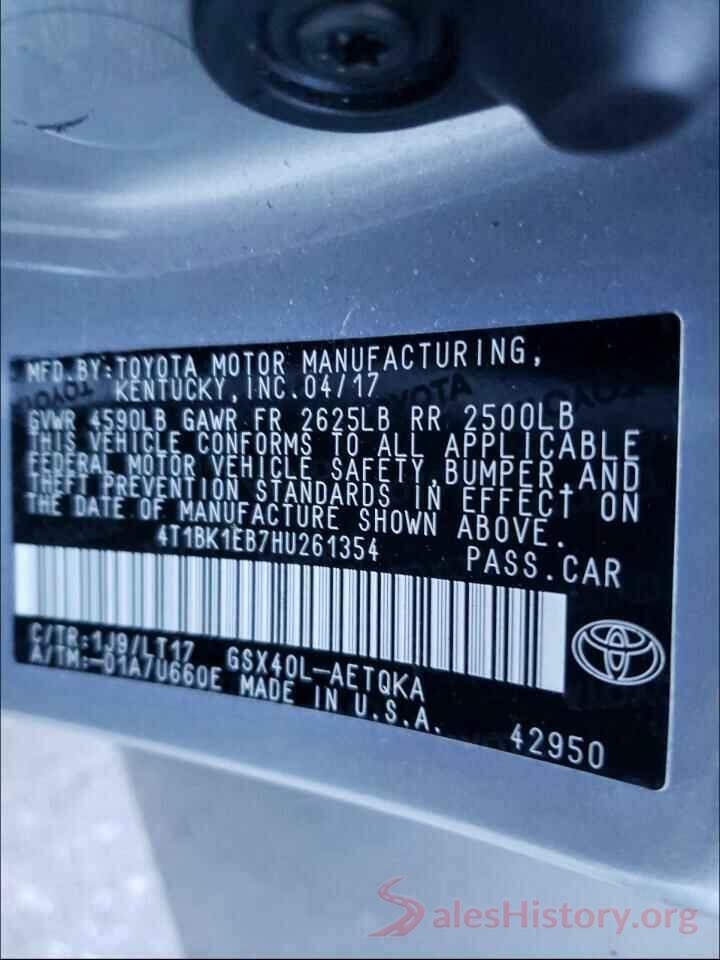 4T1BK1EB7HU261354 2017 TOYOTA AVALON