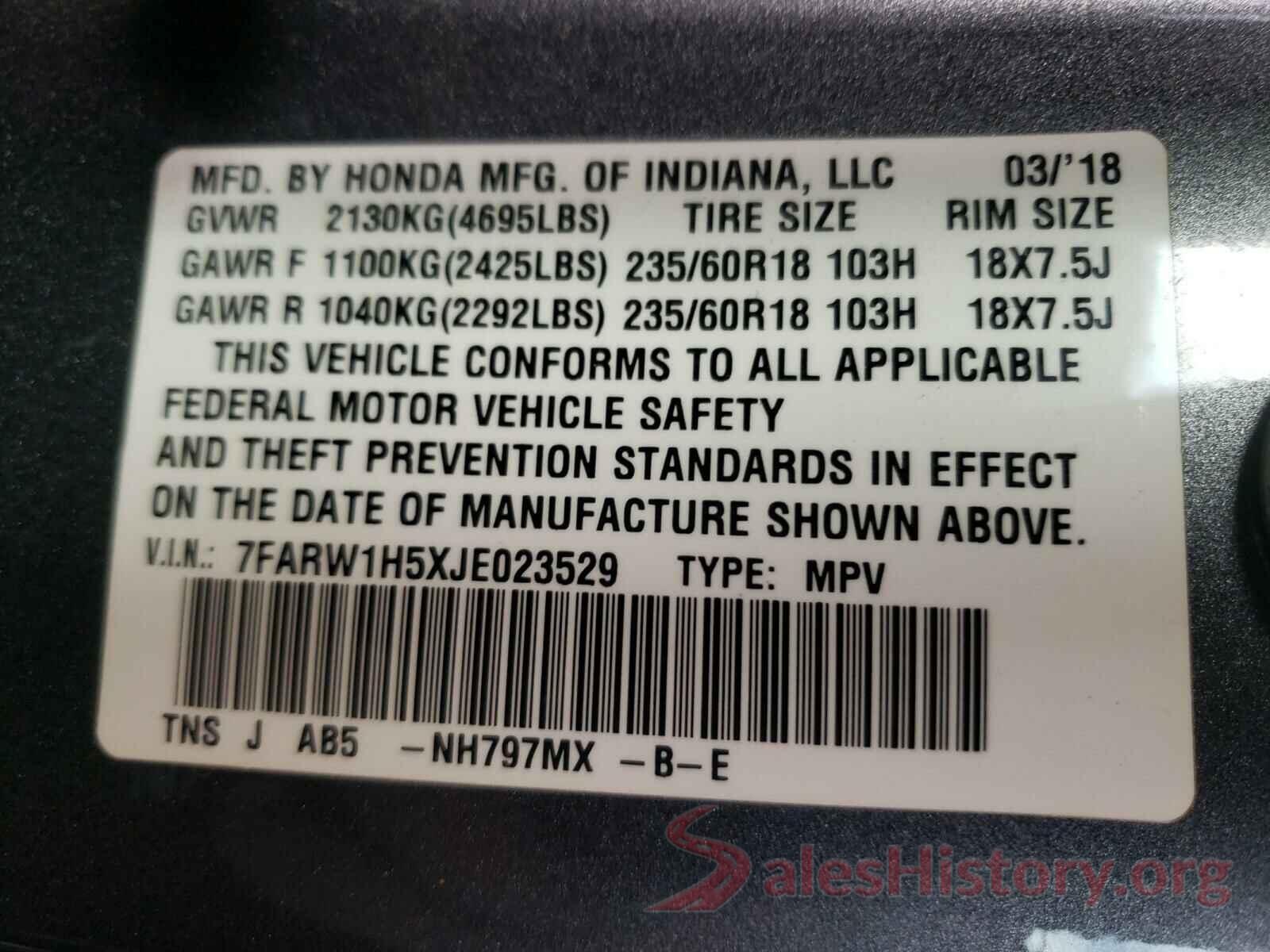 7FARW1H5XJE023529 2018 HONDA CRV