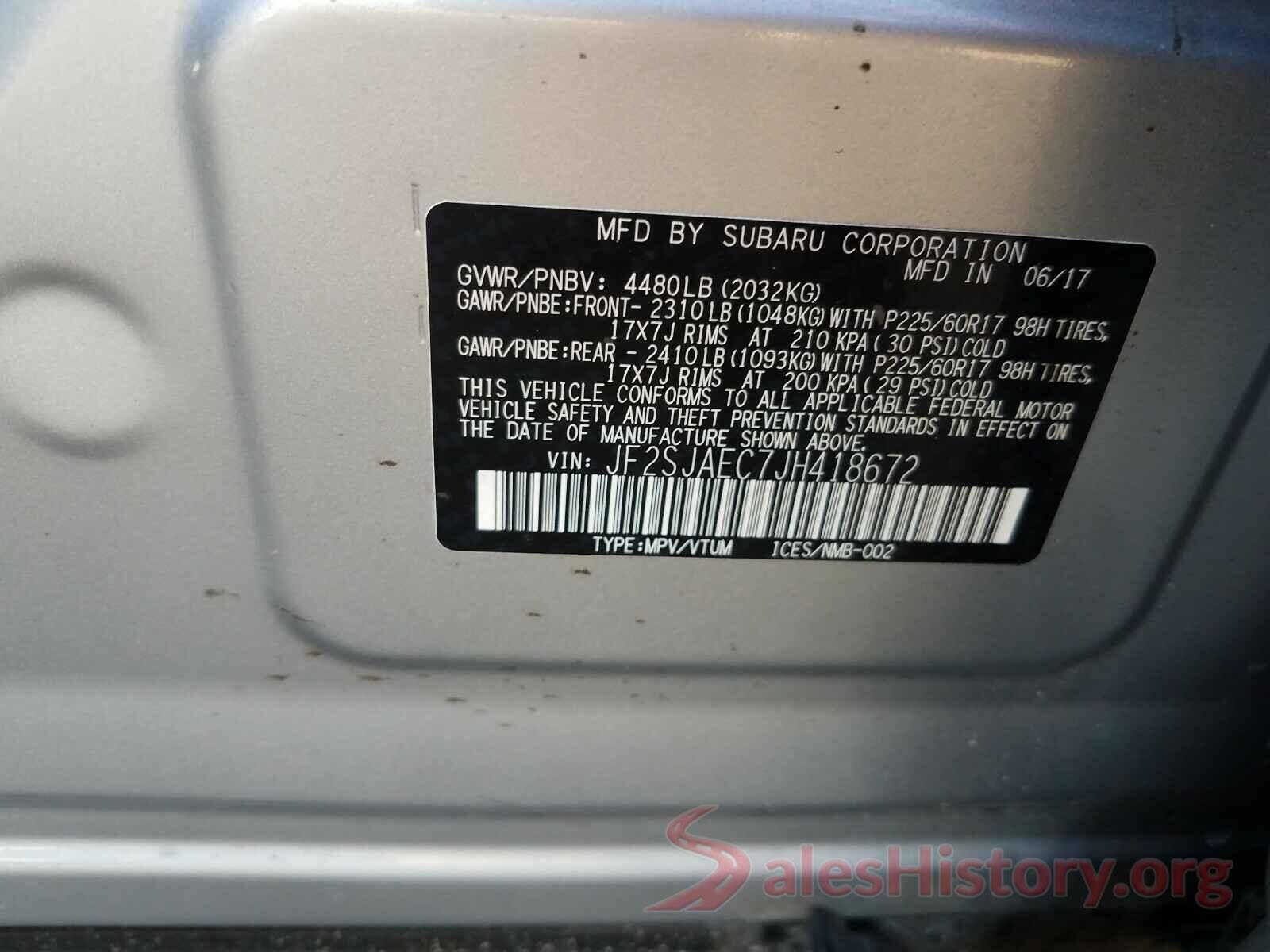 JF2SJAEC7JH418672 2018 SUBARU FORESTER