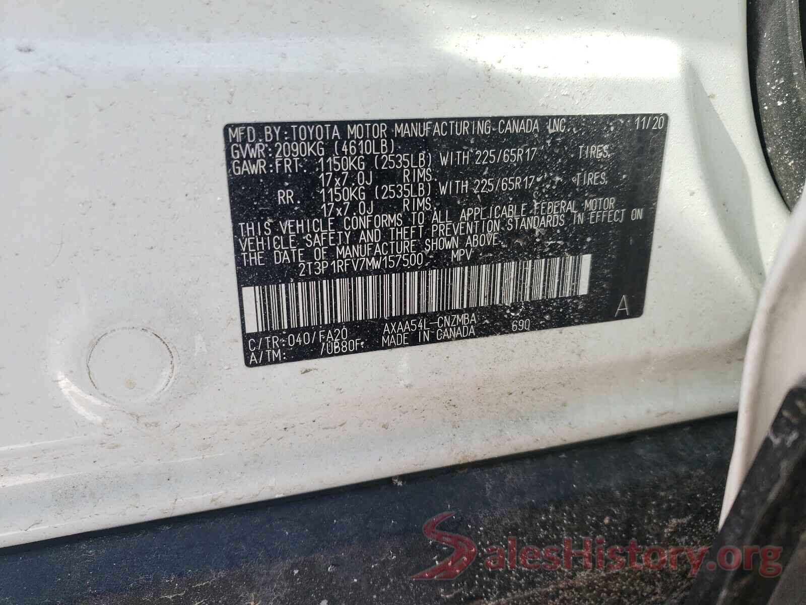 2T3P1RFV7MW157500 2021 TOYOTA RAV4