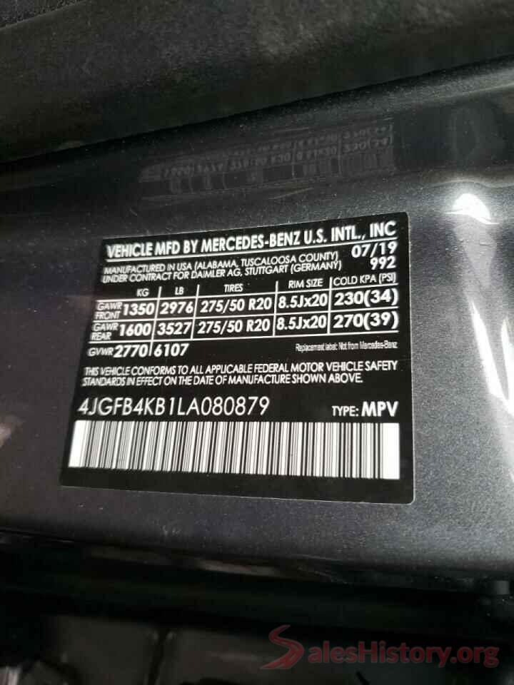 4JGFB4KB1LA080879 2020 MERCEDES-BENZ GLE-CLASS