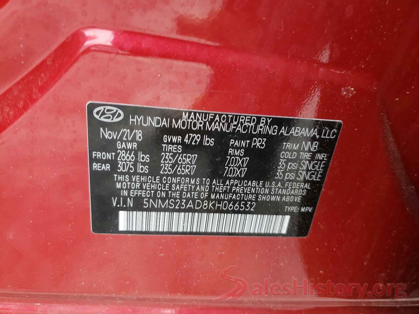 5NMS23AD8KH066532 2019 HYUNDAI SANTA FE